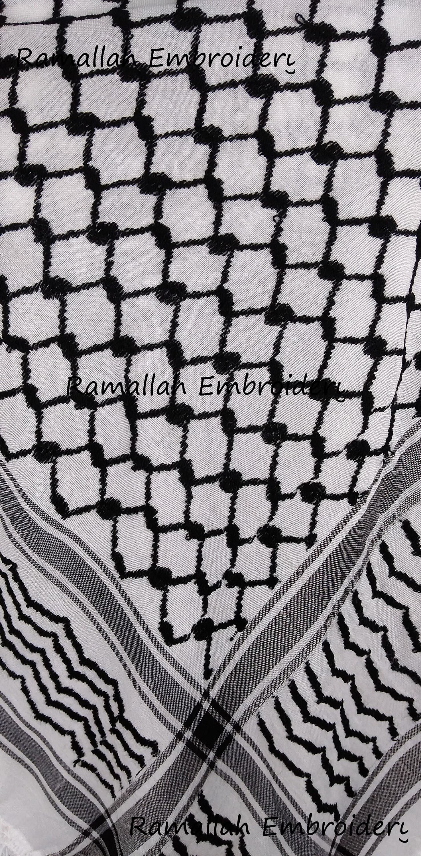 Palestinian Kufieh Black and White Hatta Arab Scarf Keffiyeh  Cotton Fabric - image 2