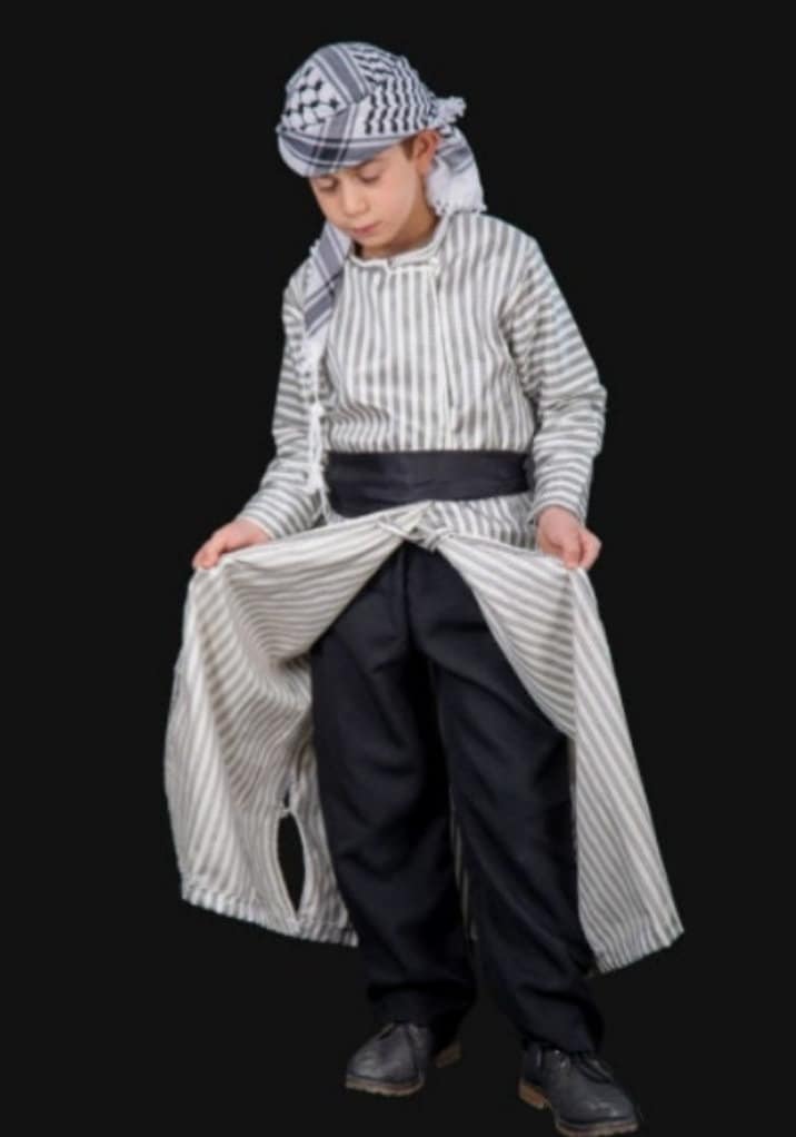 Palestinian Thobe Kids Traditional  Kombaz With Shemage And Serwal - image 3