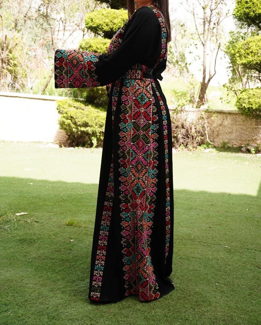 Palestinian Thobe Tatreez Embroidery Front and Back Six Strips - image 3
