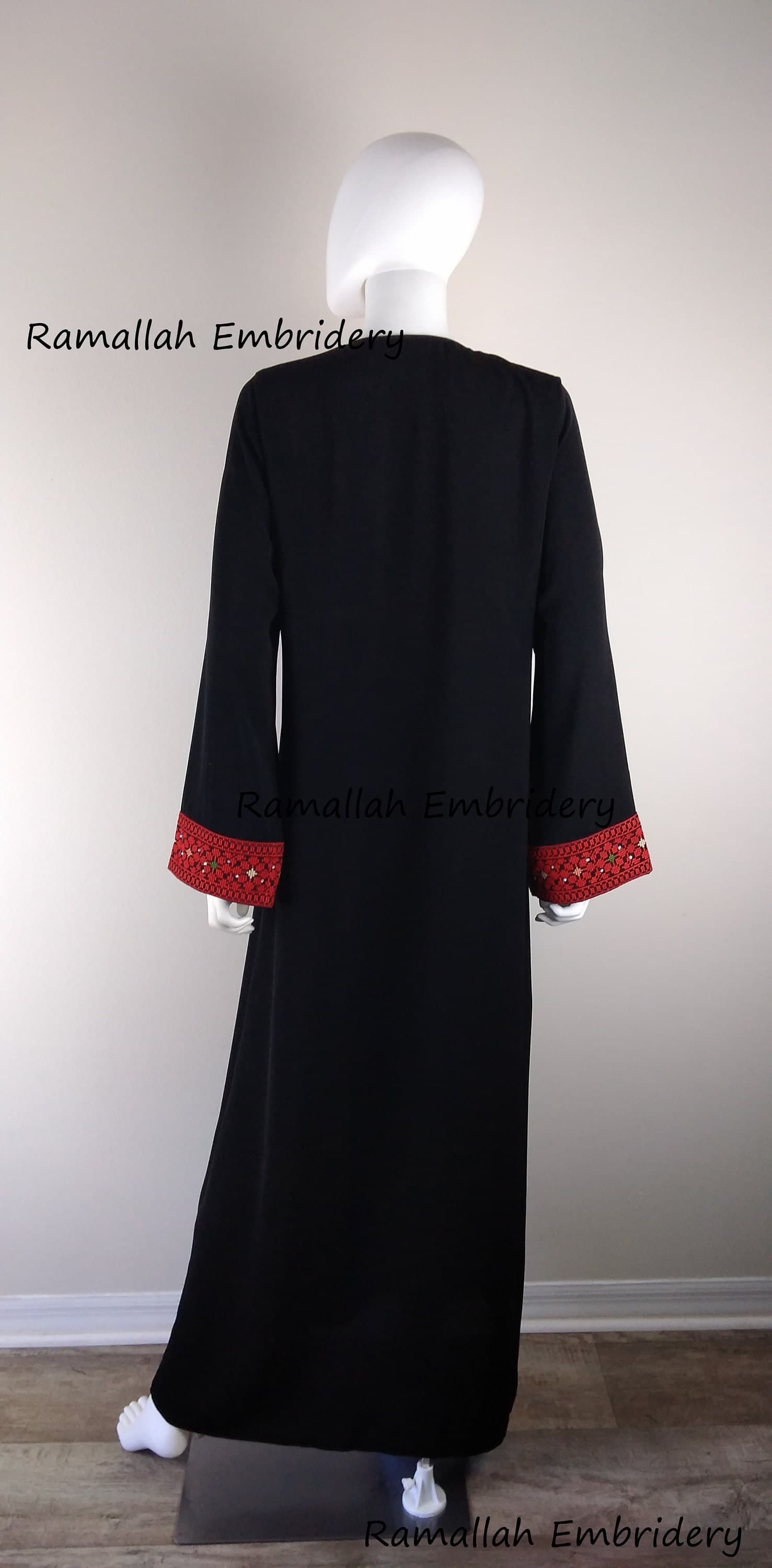 Palestinian Thobe Tatreez Embroidery Maxi Dress Red and Black - image 3