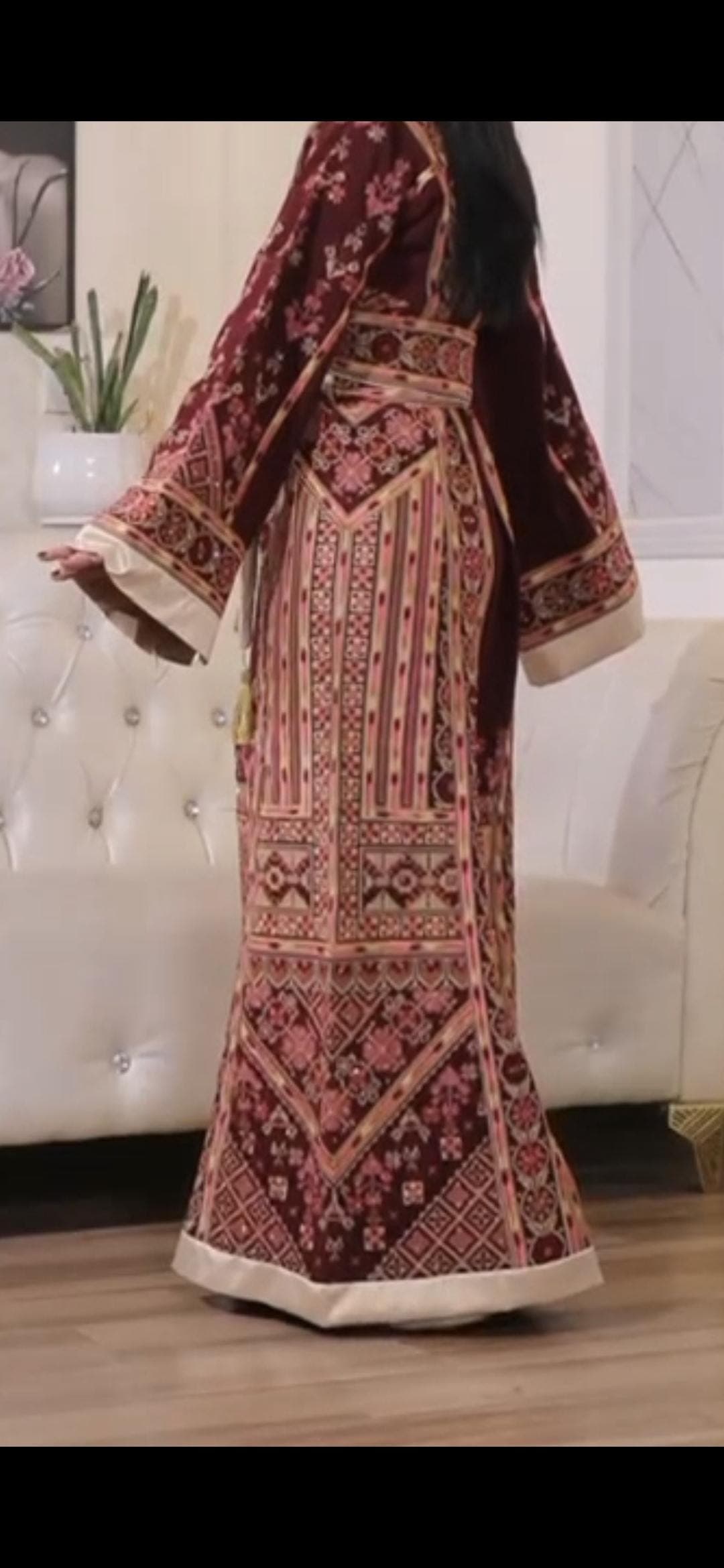 Palestinian Thobe Tatreez Dress Luxury Fellahi Burgundy. - image 5