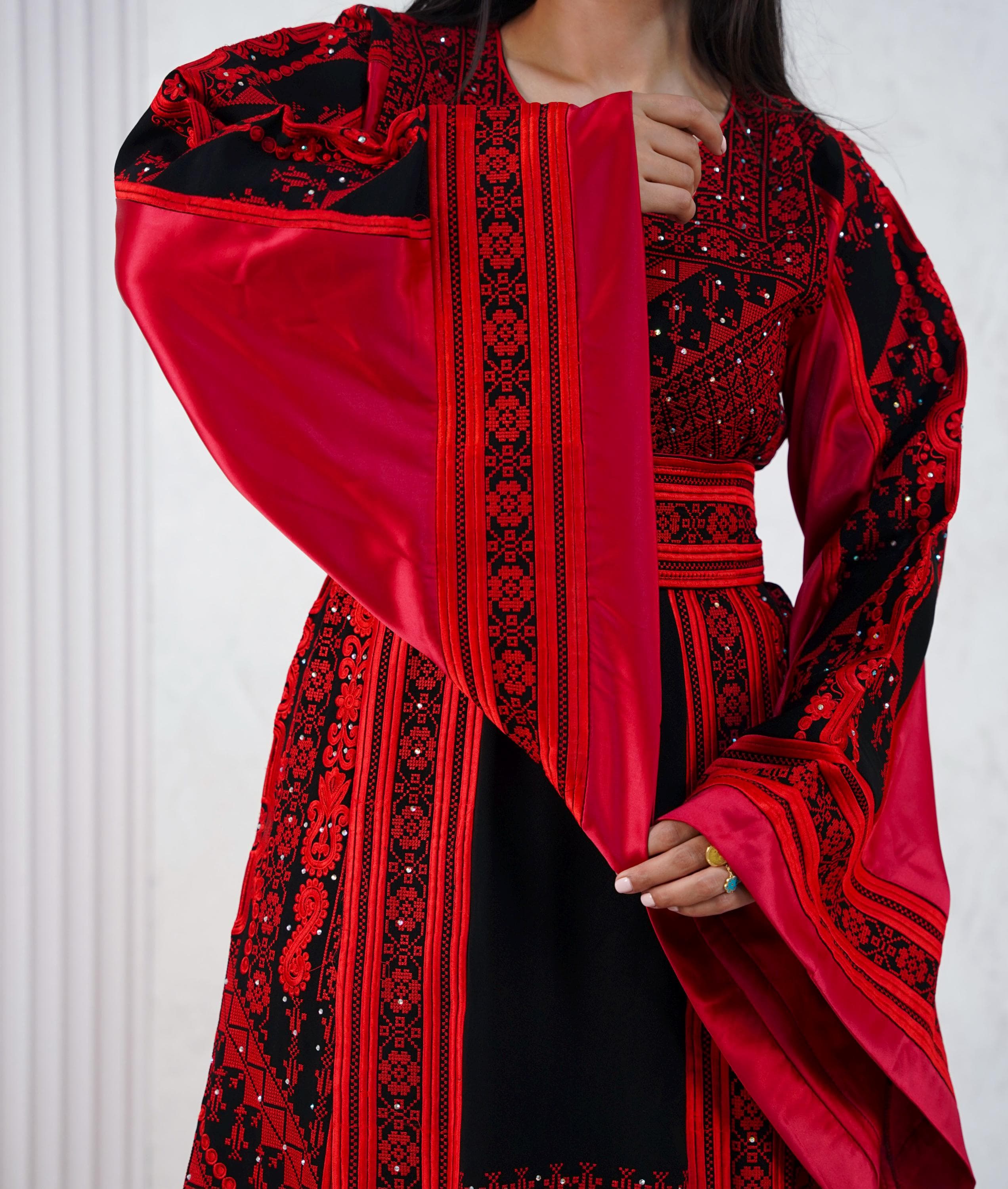 Palestinian Thobe Tatreez Dress Luxury Fellahi Main Red - image 5