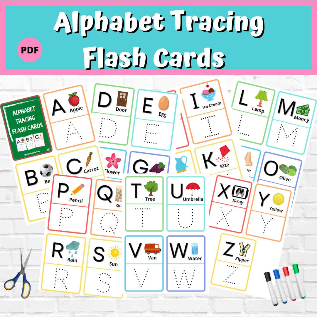 Alphabet Tracing Flash Cards: ABC Preschool Printable (PDF)