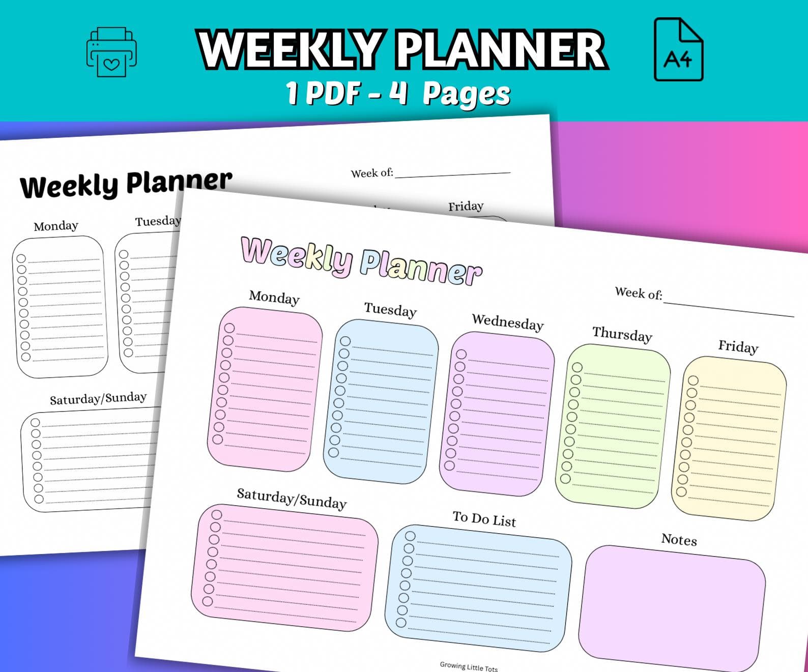 Printable Weekly Planner for Homeschool Parents & Teachers | Weekly Schedule Organiser for Early Childhood Educators |