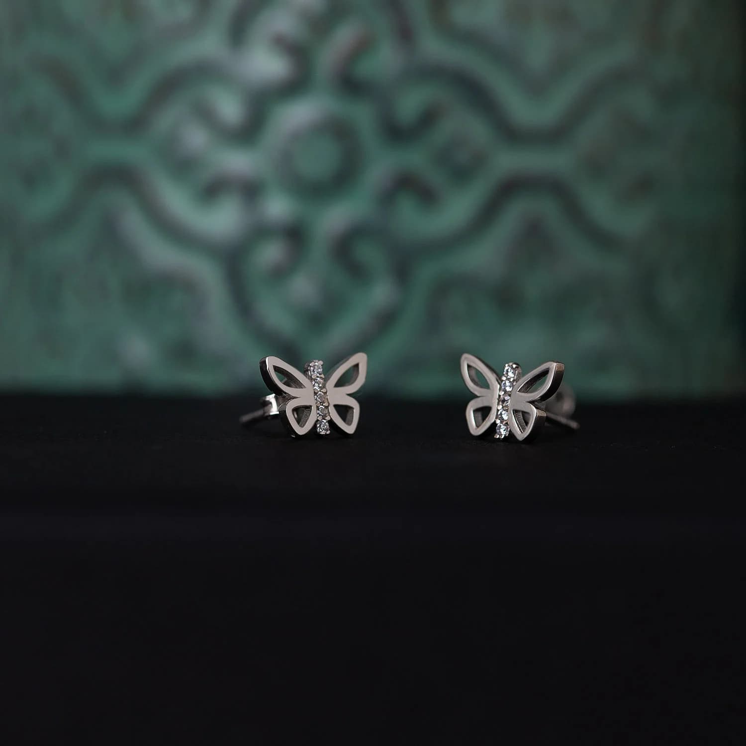 Tiny Sterling Silver Butterfly Earrings | CZ Pave Butterfly Stud Hoops | 14K Gold Small Butterfly Earrings - image 3