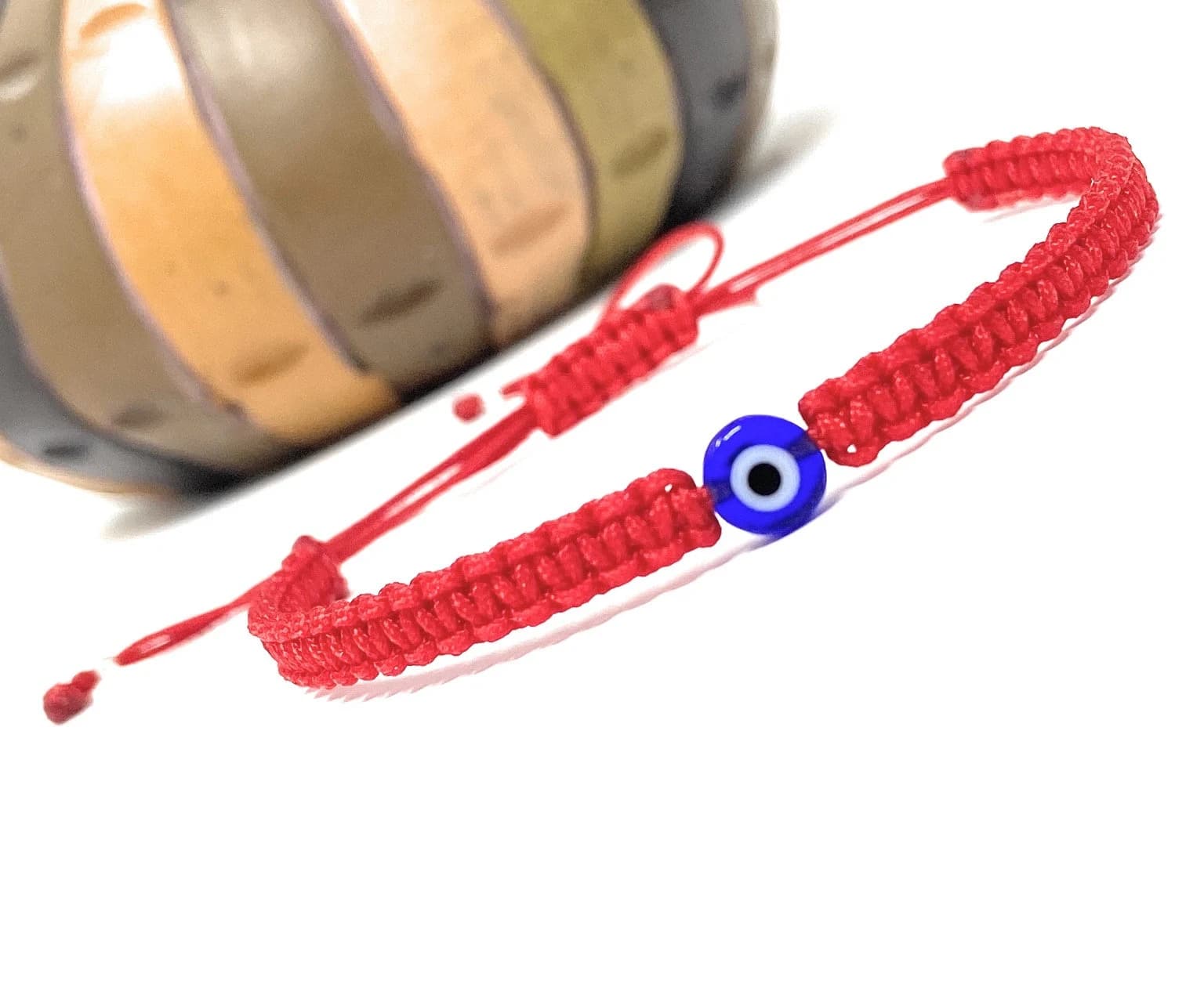 Red Macrame Evil Eye Bracelet | Adjustable Blue Evil Eye Charm | Minimalist  Protection Evil Eye | Friendship Bracelet | Woven Evil Eye - image 3