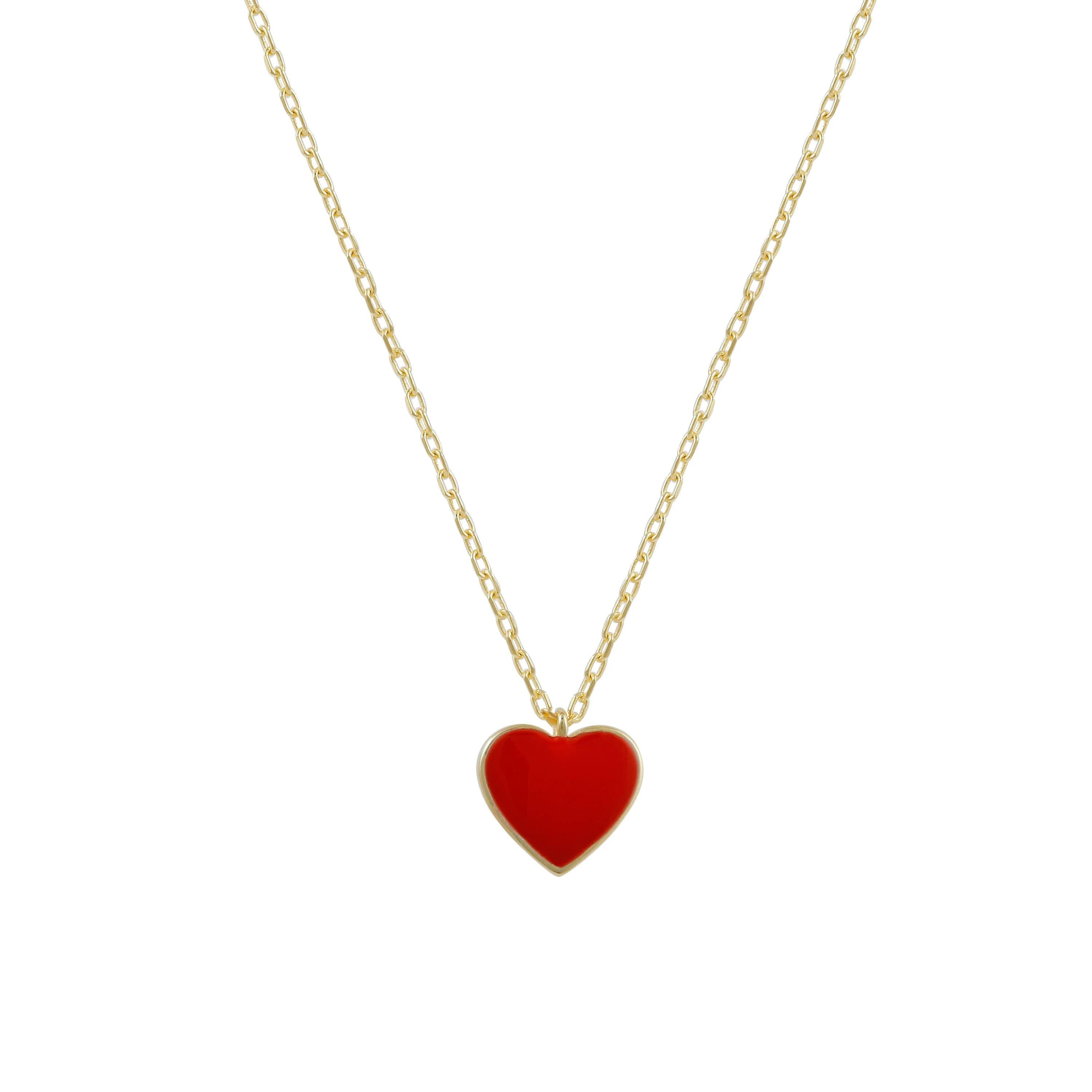 Sterling Silver Heart Necklace, Dainty Heart Necklace, Flower Girl Necklace, Gold Heart Charm, Enameled Heart, Red Heart, Love necklace - image 5