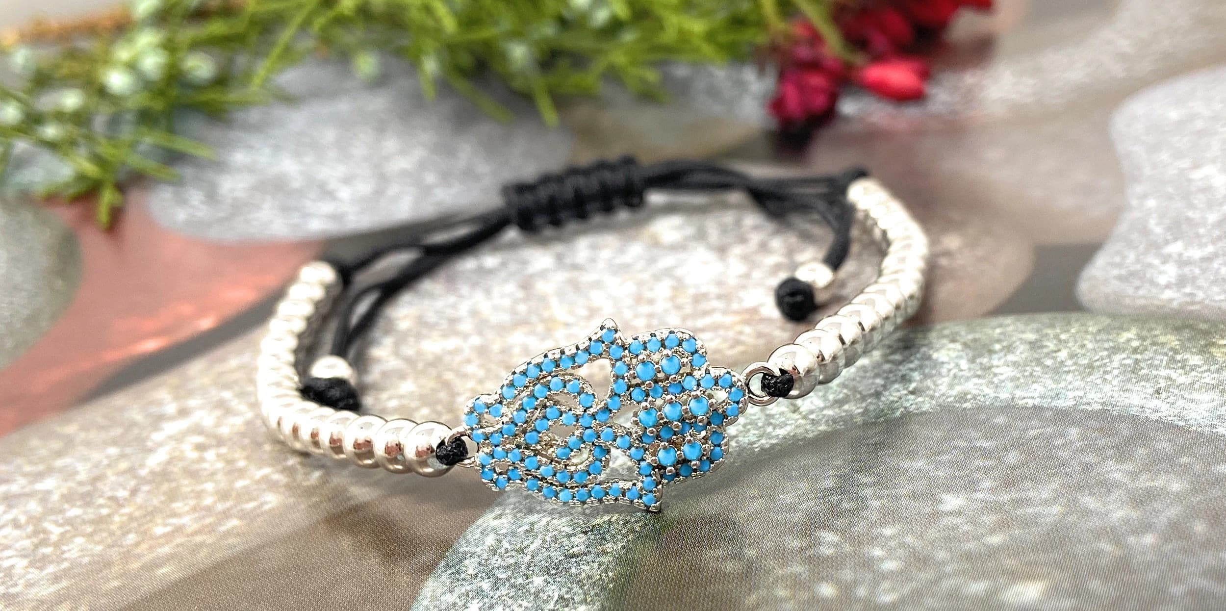 Cubic Zirconia Fashion Hamsa Hand Bracelet | Micro Pave Adjustable Protection Bracelet | 14K Gold Filled Dainty Hamsa Bracelet - image 3