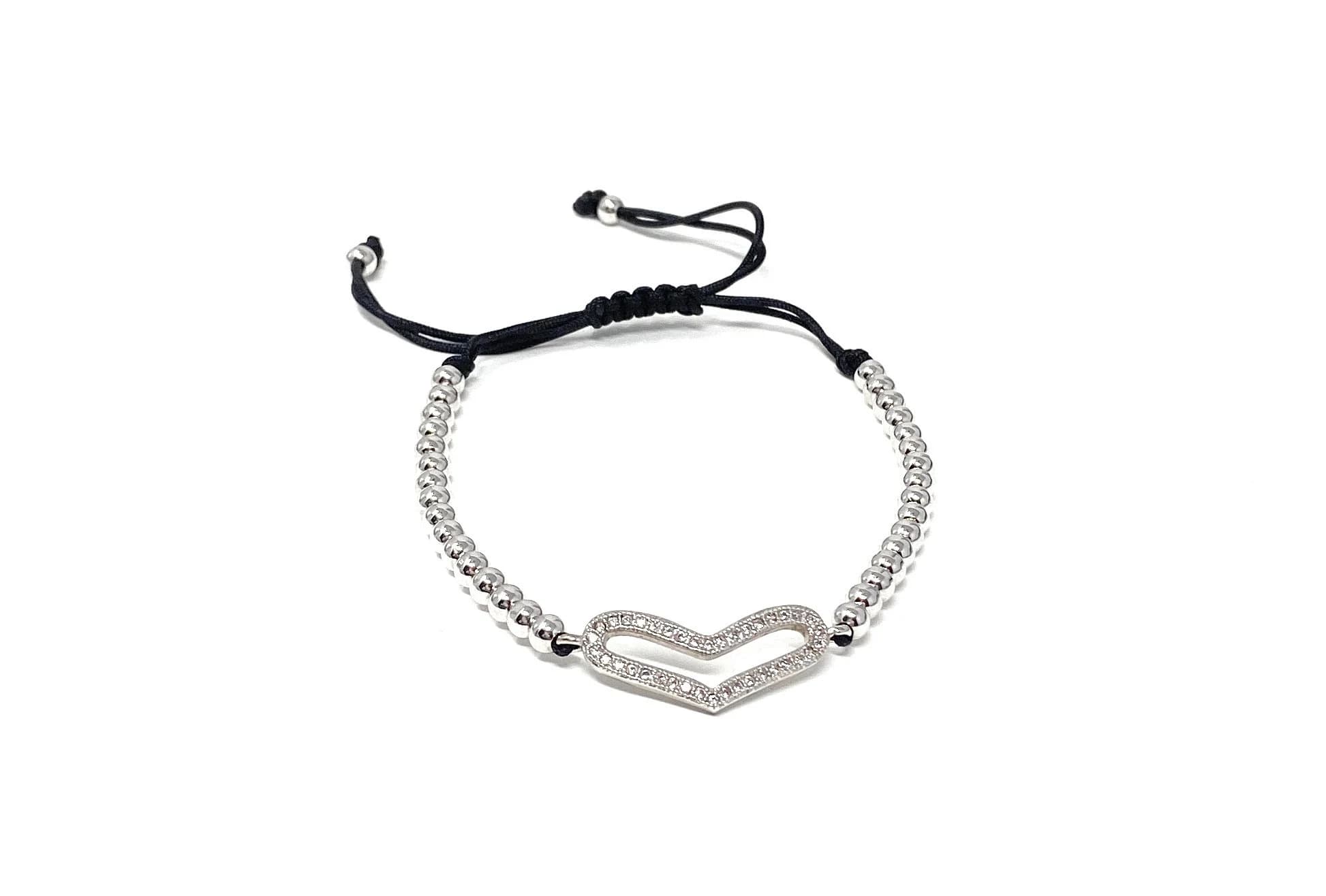 Cubic Zirconia Fashion Heart Bracelet | Micro Pave Adjustable Heart Charm | Dainty Heart Bracelet - image 4