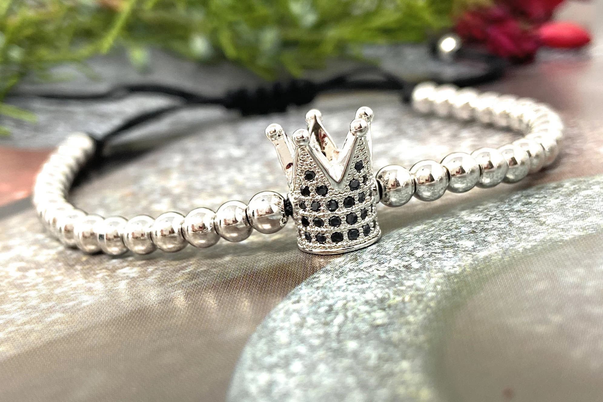 Cubic Zirconia Fashion Imperial Crown Bracelet | 14K Gold Filled Crown Charm | Micro Pave Adjustable Crown Bracelet | Fathers Day Gift