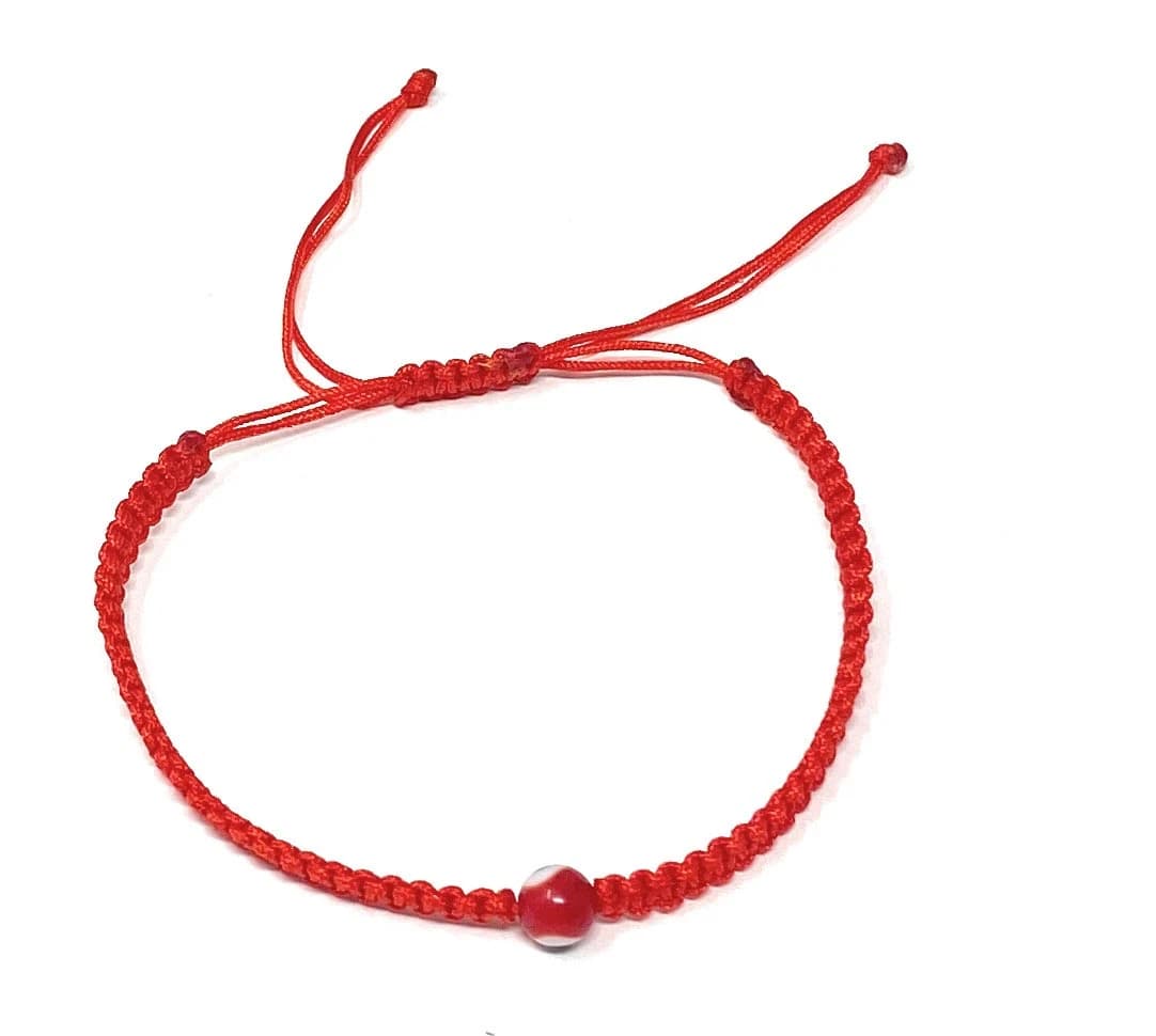 Red Macrame Evil Eye Bracelet | Adjustable Round Shape Evil Eye Charm | Minimalist Protection EvilEye | Friendship Bracelet | Woven Evil Eye - image 3
