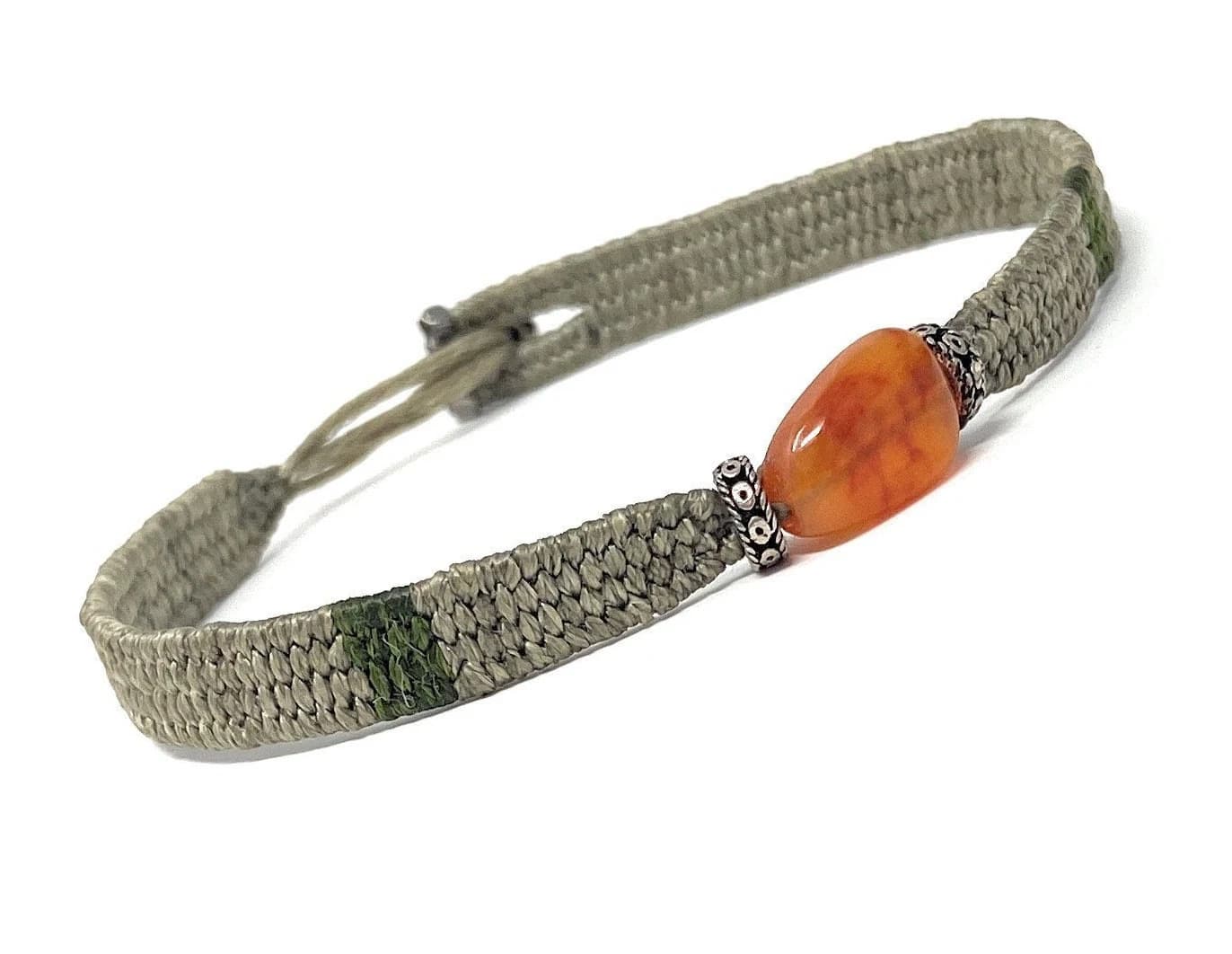 Sterling Silver Beaded Women Unique Bracelets | Handmade Knitted Customize Bracelet | Unique Weave Gemstone Bracelet | Fathers Day Gifts - image 5