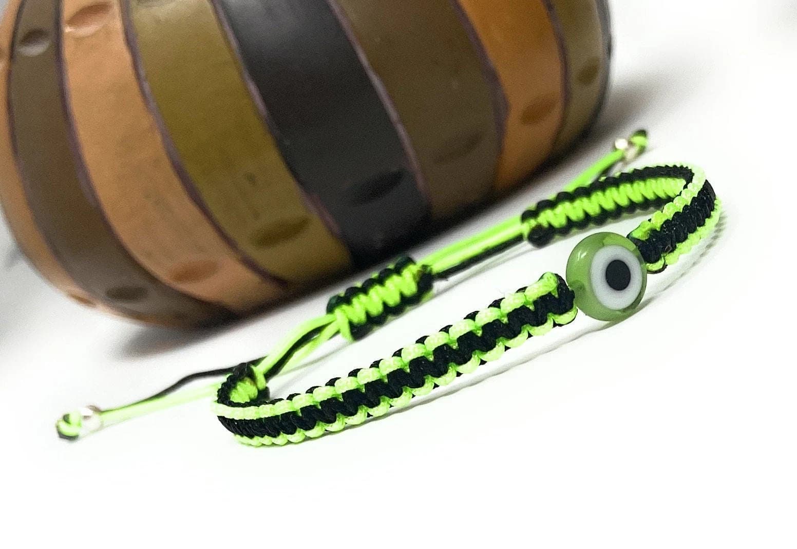 Minecraft Green Evil Eye Bracelet Kids | Green Evil Eye Bracelet | Protection Bracelet | Adjustable Good Luck Bracelet for Children