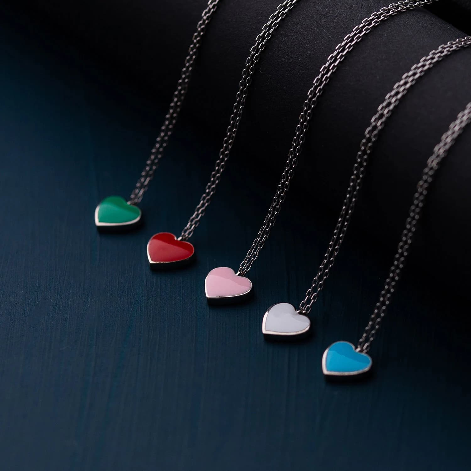 Sterling Silver Heart Necklace, Dainty Heart Necklace, Flower Girl Necklace, Gold Heart Charm, Enameled Heart, Red Heart, Love necklace - image 3