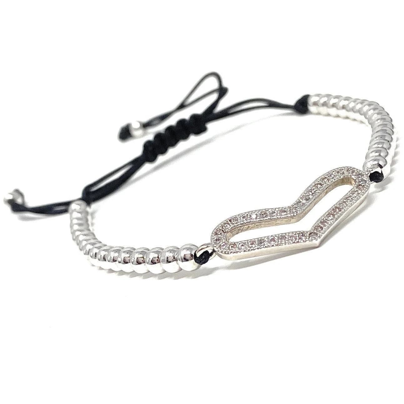 Cubic Zirconia Fashion Heart Bracelet | Micro Pave Adjustable Heart Charm | Dainty Heart Bracelet