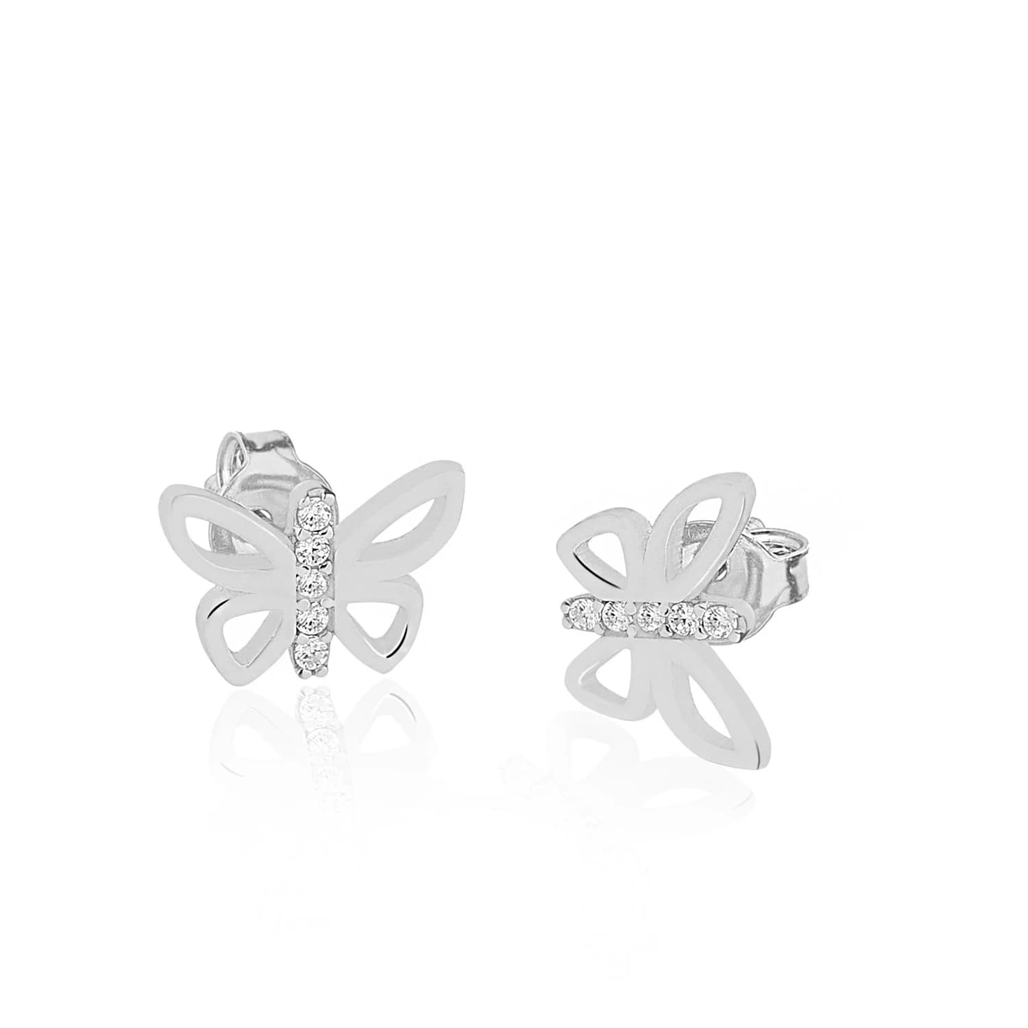 Tiny Sterling Silver Butterfly Earrings | CZ Pave Butterfly Stud Hoops | 14K Gold Small Butterfly Earrings - image 5