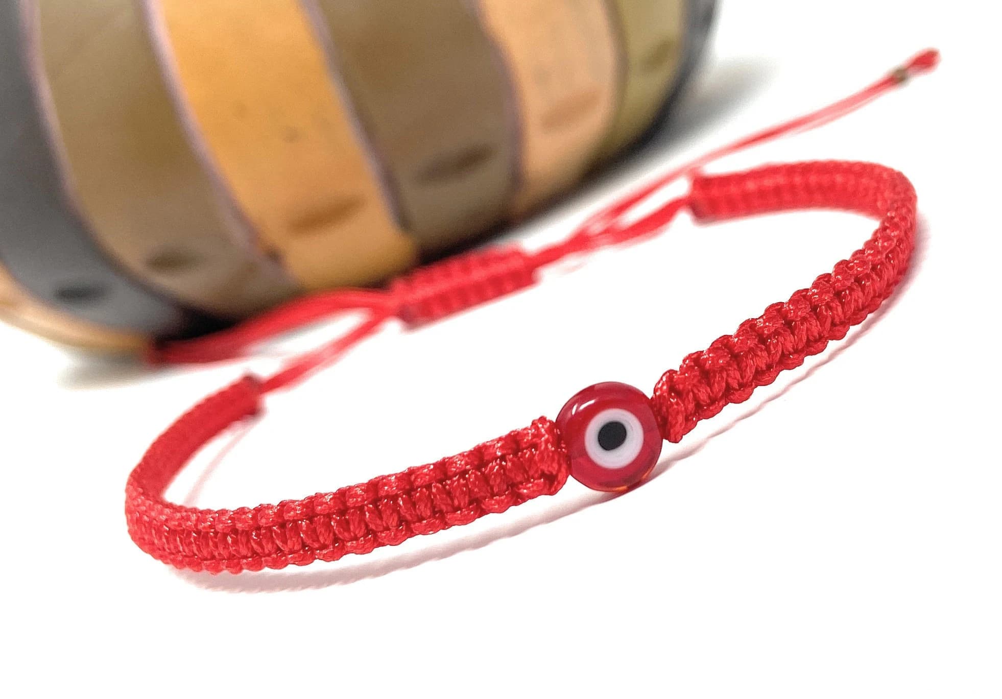 Red Macrame Evil Eye Bracelet | Adjustable Blue Evil Eye Charm | Minimalist  Protection Evil Eye | Friendship Bracelet | Woven Evil Eye