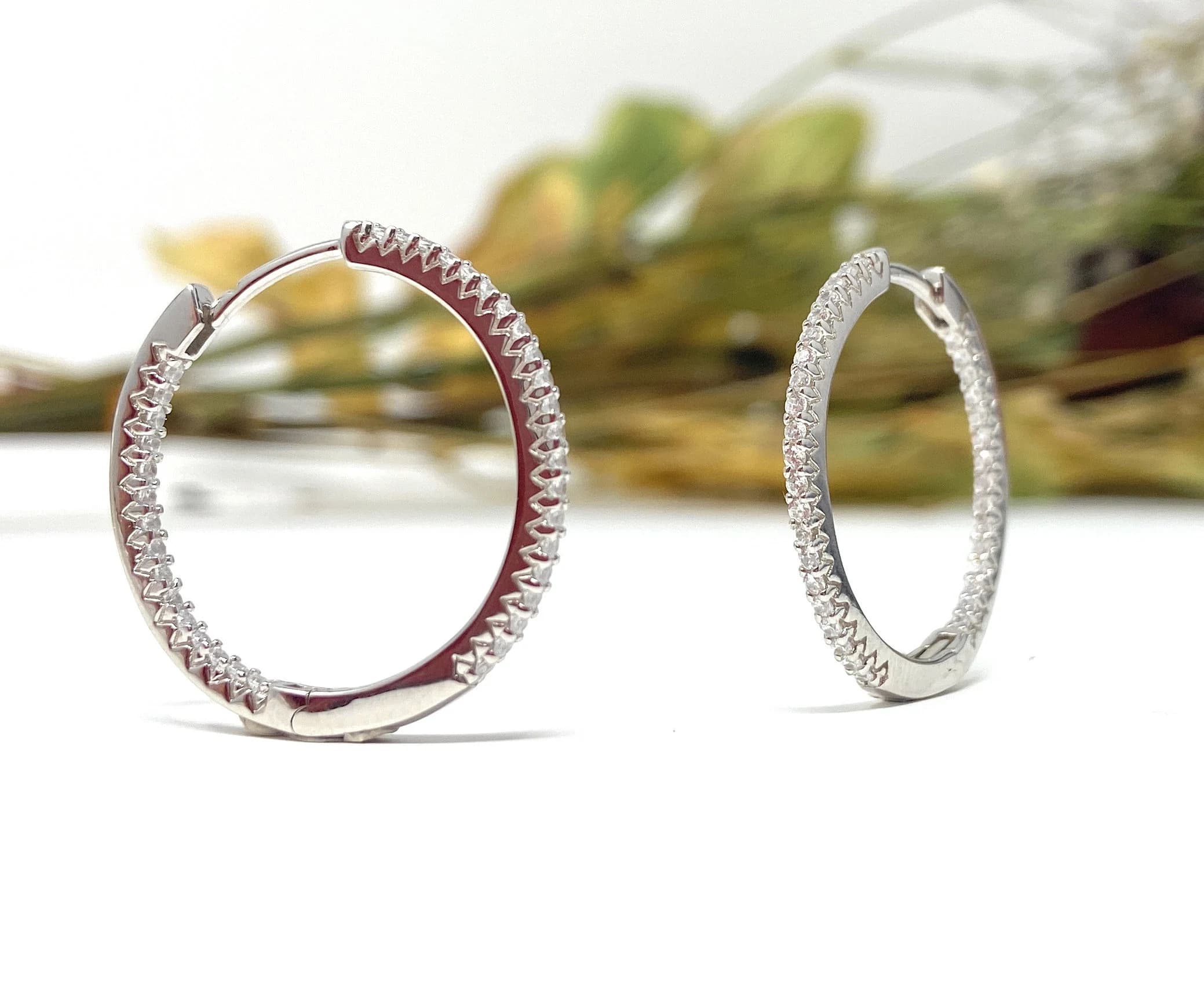 Sterling Silver Medium Hoop Earrings | 14K Gold Plated Huggie Hoop Earrings For Girls | Tiny Cuff Hoop | Italian Silver Stud Earrings