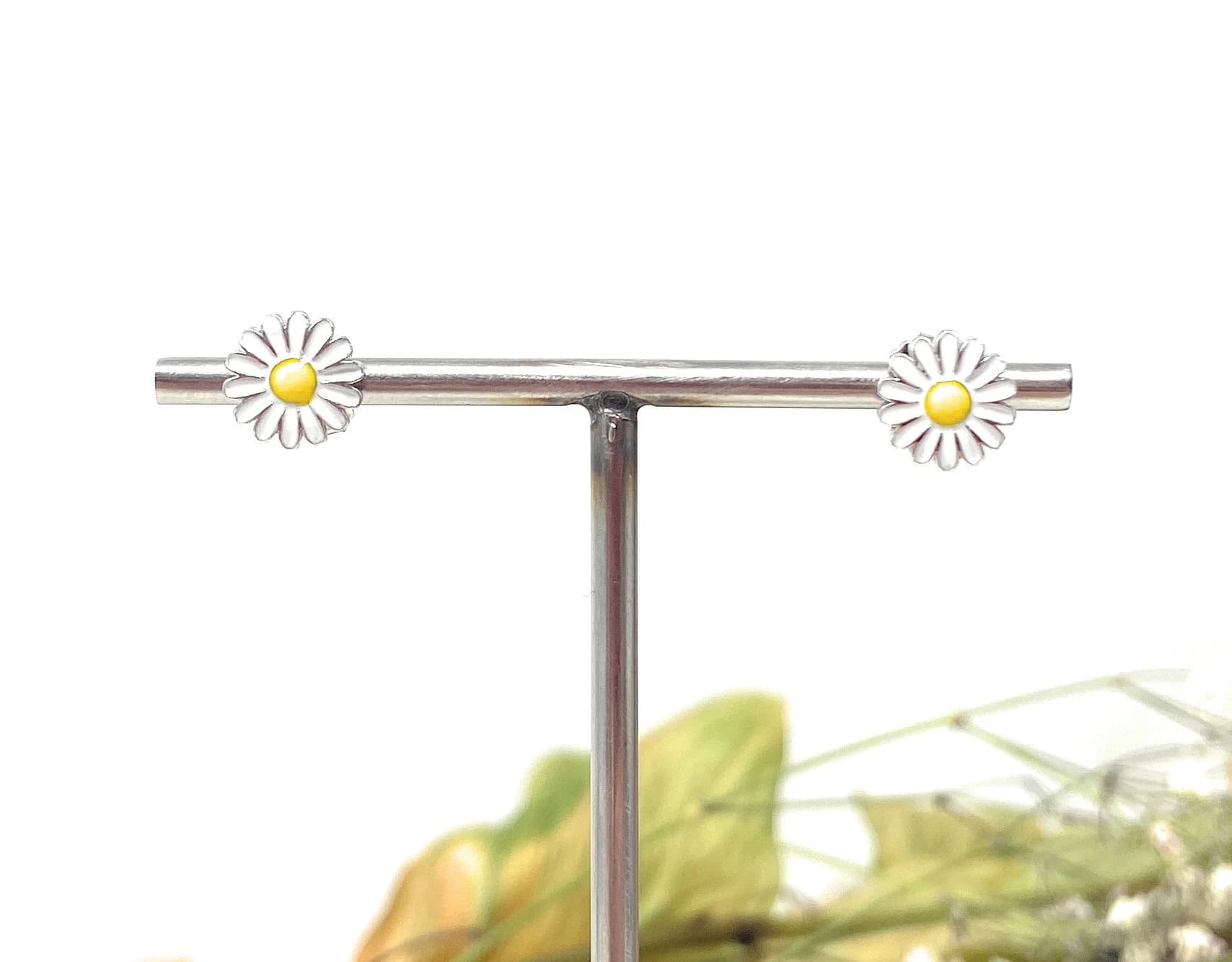 Sterling Silver Daisy Stud Earrings ,14K Gold Plated Daisy Flower Earrings, Tiny Daisy Cuff Earrings ,White Daisy , Zirconia Daisy Earring - image 4