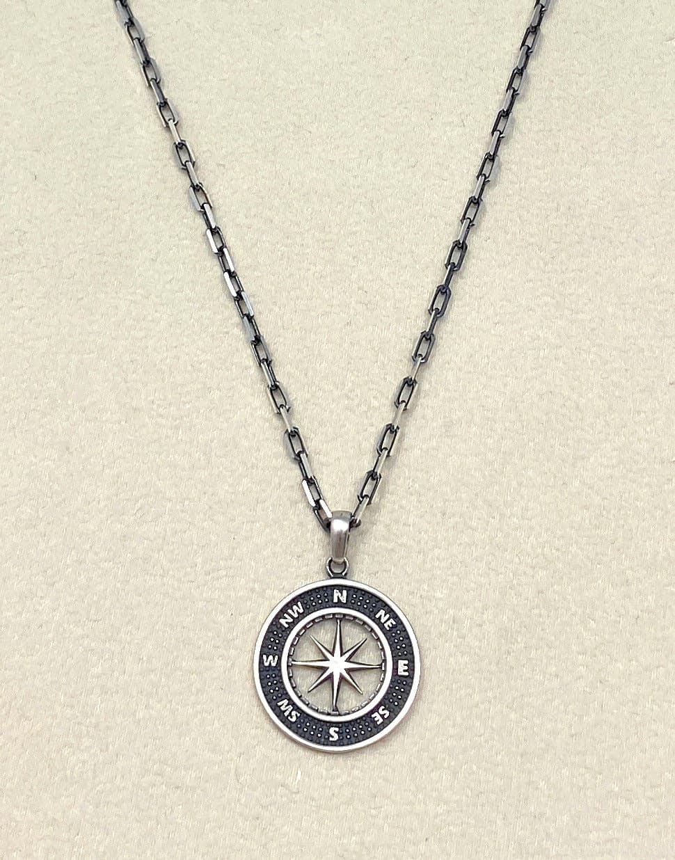Sterling Silver Compass Necklaces | Wayfinder Compass Pendant | Friendship Gift Compass Necklace, Compass With Long Chain for Men - image 4