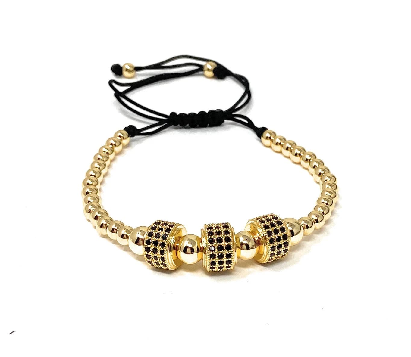 Cubic Zirconia Fashion Men Bracelet | Rose Gold Adjustable Pave Balls Bracelet |  Rhodium Filled Disc Charm Bracelet | Fathers Day Gifts - image 5