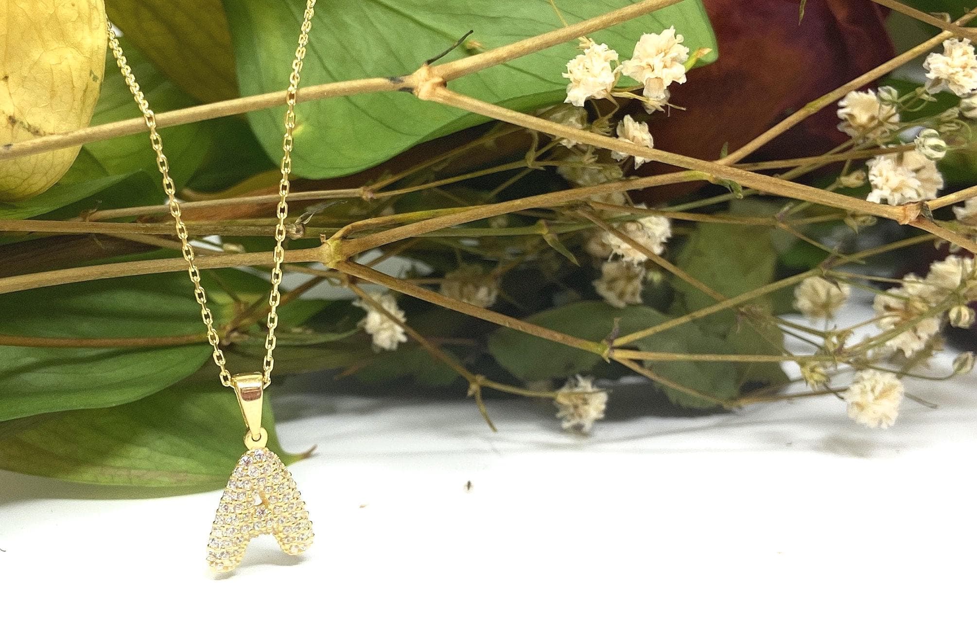 Silver Initial Letter Necklace, Gold Pave Initials, Letter M, K, L , J Pendant, Custom Bubble Initial Necklace, Dainty Silver, Gift for Her - image 3
