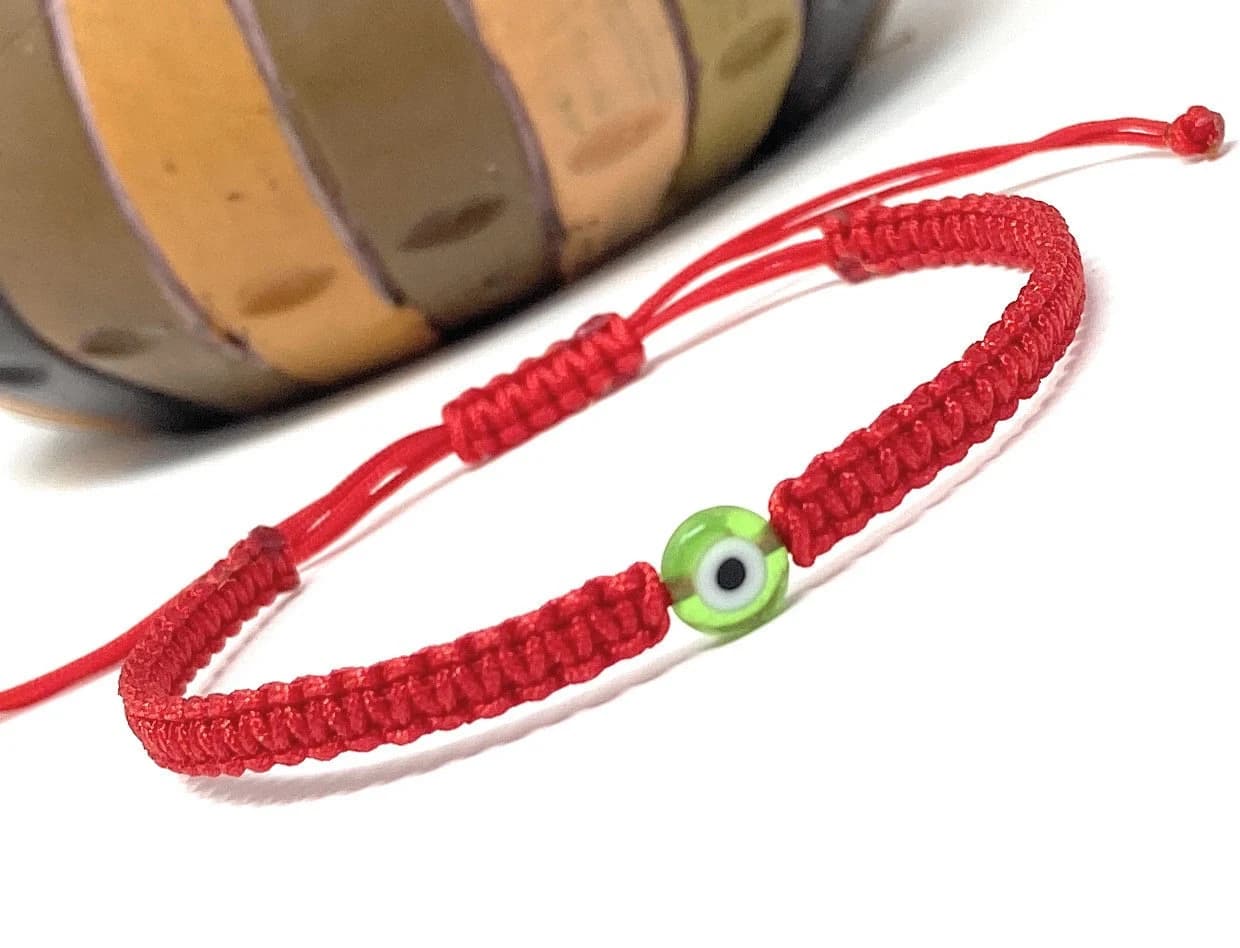 Red Macrame Evil Eye Bracelet | Adjustable Blue Evil Eye Charm | Minimalist  Protection Evil Eye | Friendship Bracelet | Woven Evil Eye - image 4