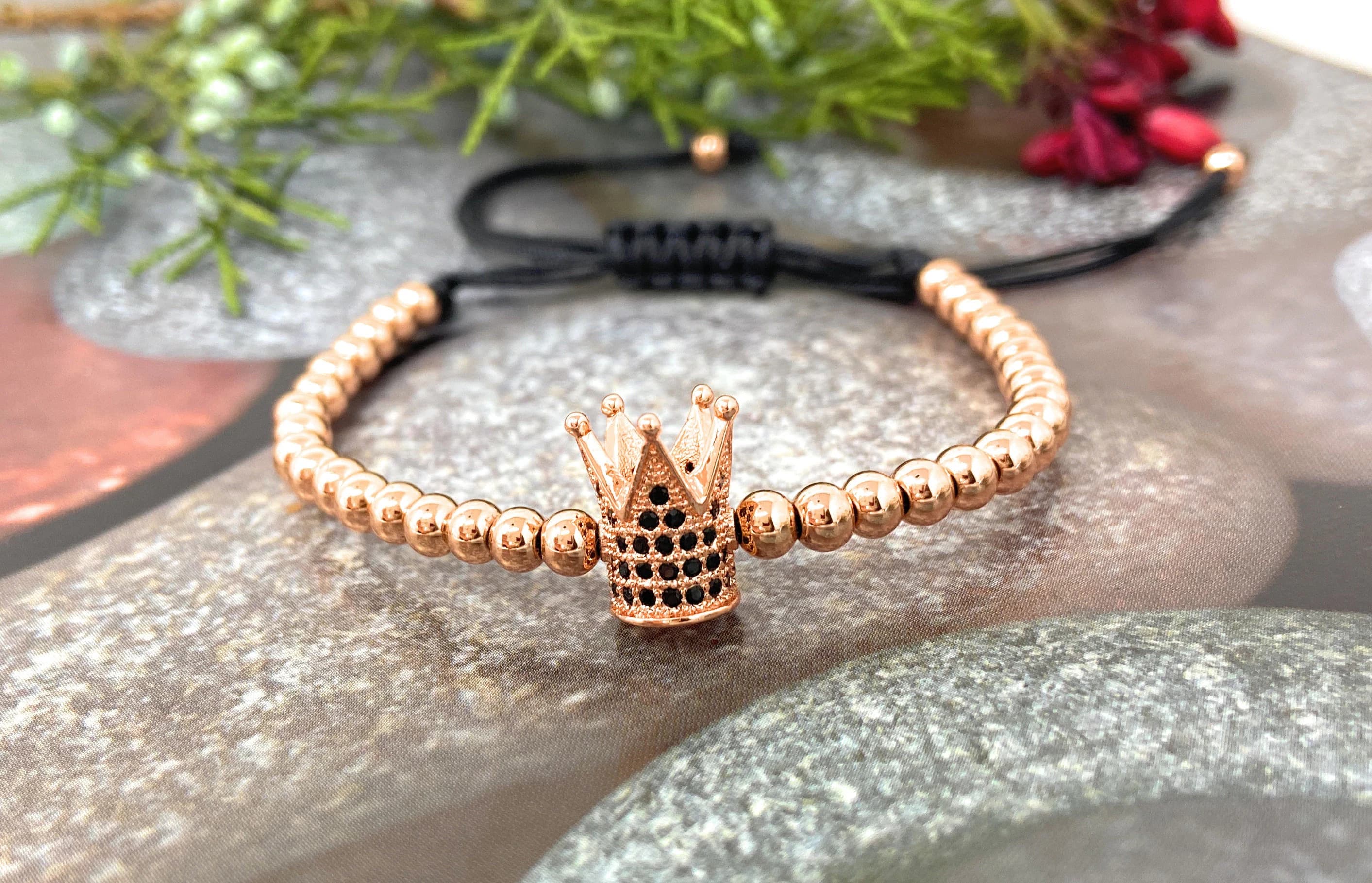 Cubic Zirconia Fashion Imperial Crown Bracelet | 14K Gold Filled Crown Charm | Micro Pave Adjustable Crown Bracelet | Fathers Day Gift - image 5