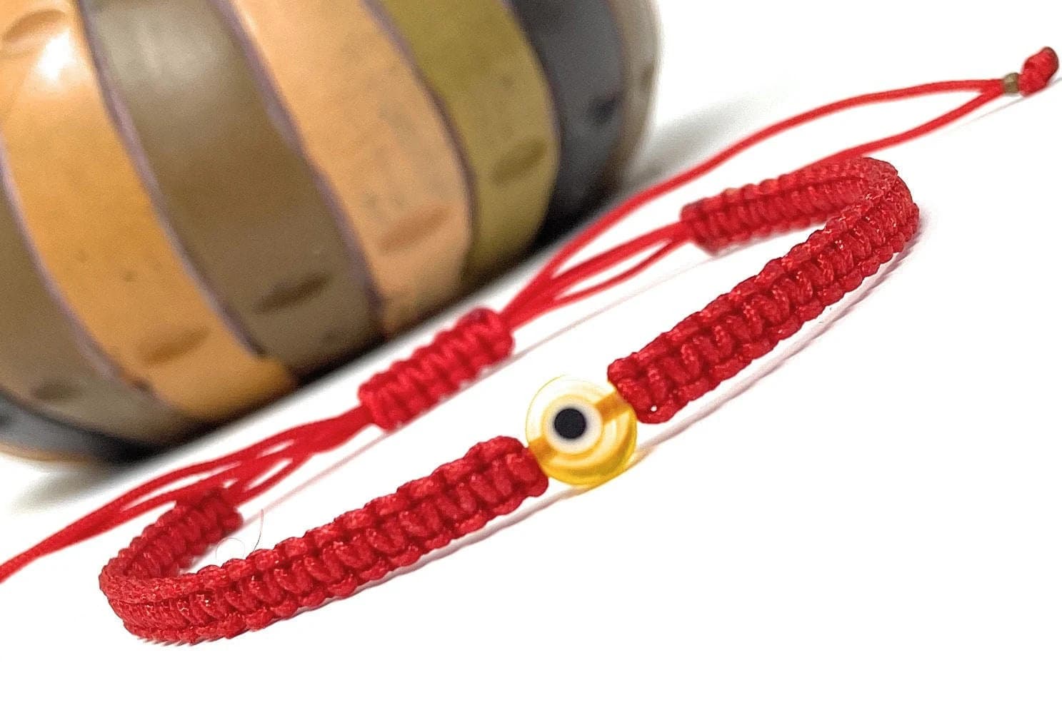 Red Macrame Evil Eye Bracelet | Adjustable Blue Evil Eye Charm | Minimalist  Protection Evil Eye | Friendship Bracelet | Woven Evil Eye - image 5