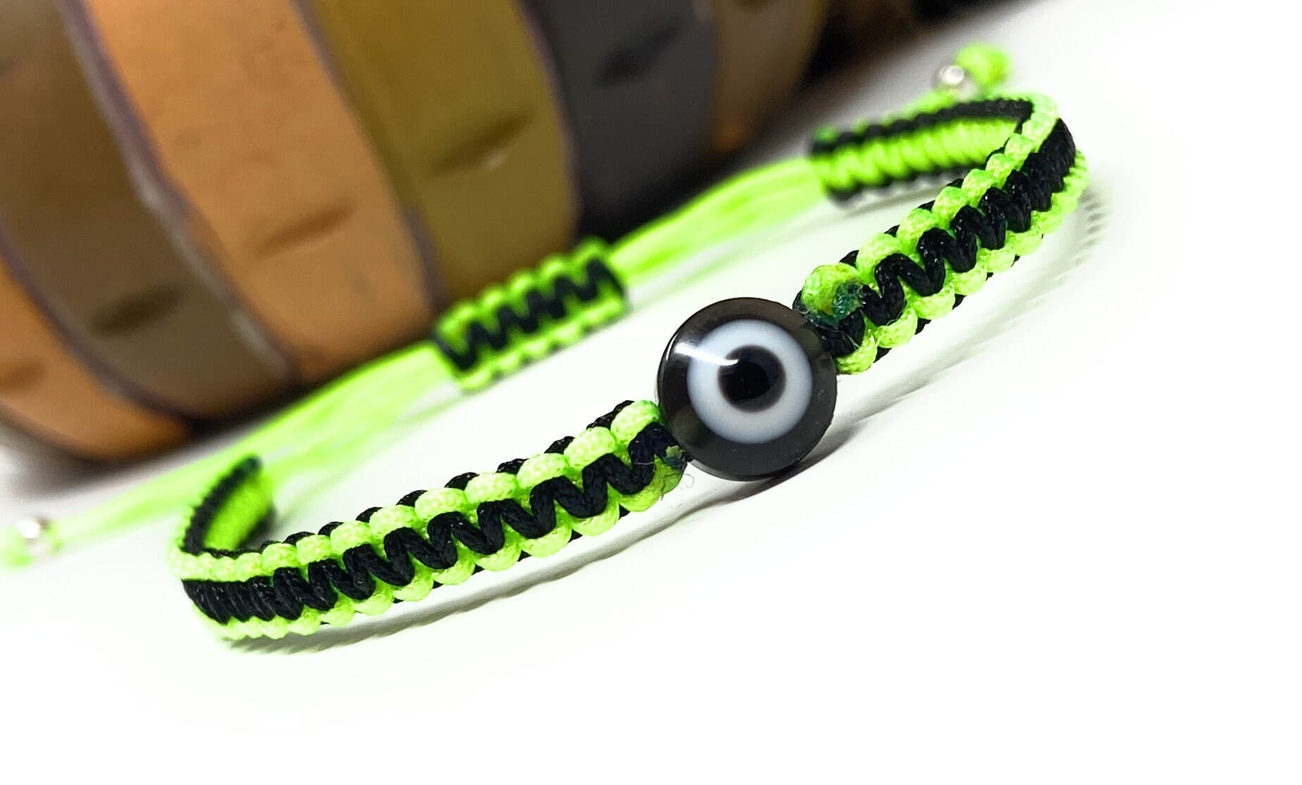 Minecraft Green Evil Eye Bracelet Kids | Green Evil Eye Bracelet | Protection Bracelet | Adjustable Good Luck Bracelet for Children - image 3