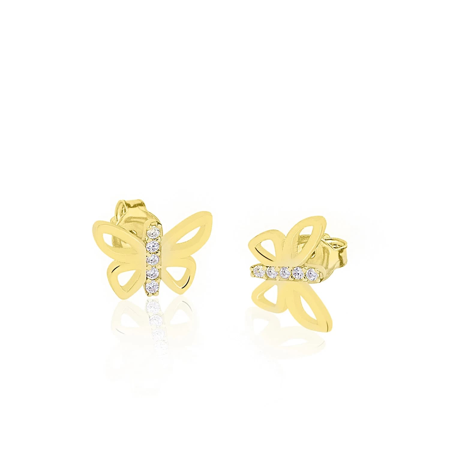 Tiny Sterling Silver Butterfly Earrings | CZ Pave Butterfly Stud Hoops | 14K Gold Small Butterfly Earrings - image 4