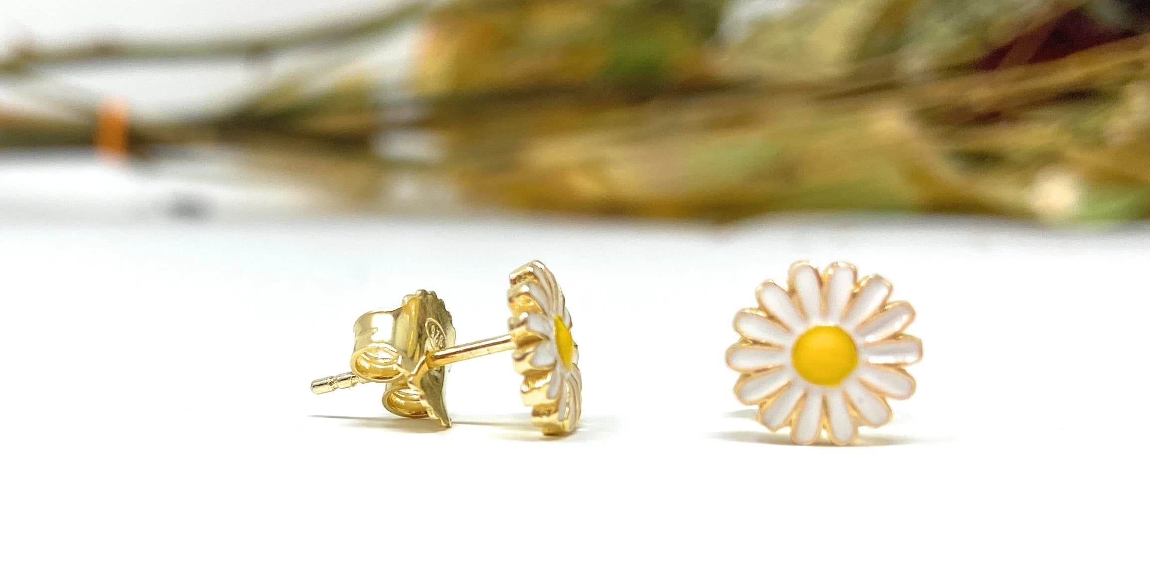 Sterling Silver Daisy Stud Earrings ,14K Gold Plated Daisy Flower Earrings, Tiny Daisy Cuff Earrings ,White Daisy , Zirconia Daisy Earring
