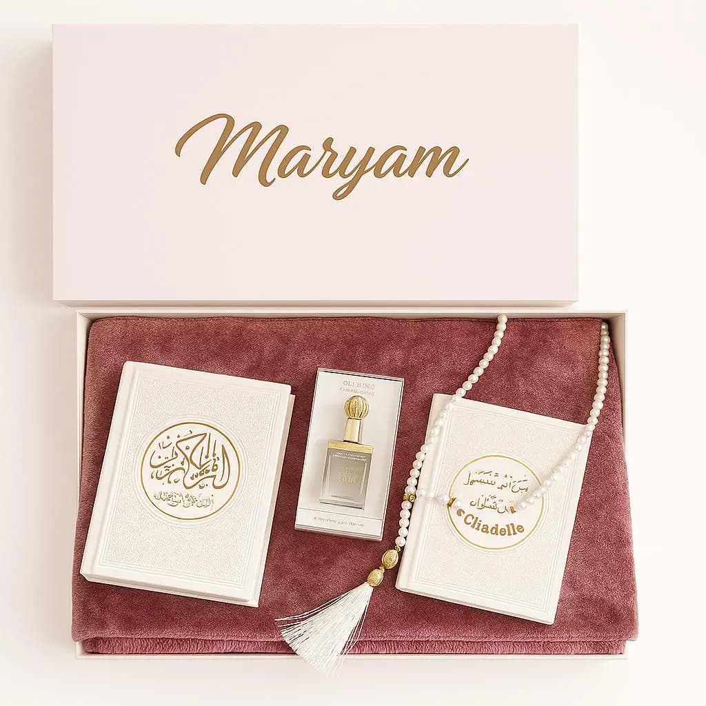 Coffret tapis de prière personnalisé/Box tapis antidérapant personnalisé