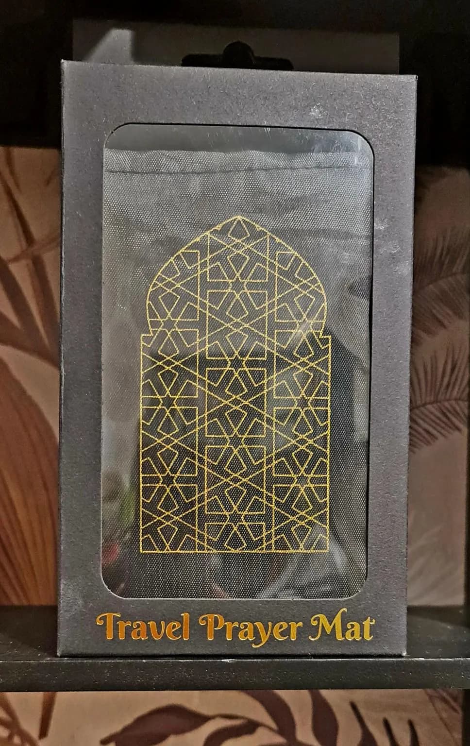 Luxury Travel Prayer Mat |  Black & Gold Ja Namaz  Waterproof Pocket Salah Mat in Box - Hajj Umrah Gifting Foldable Sejadah Weighted Corners - image 4