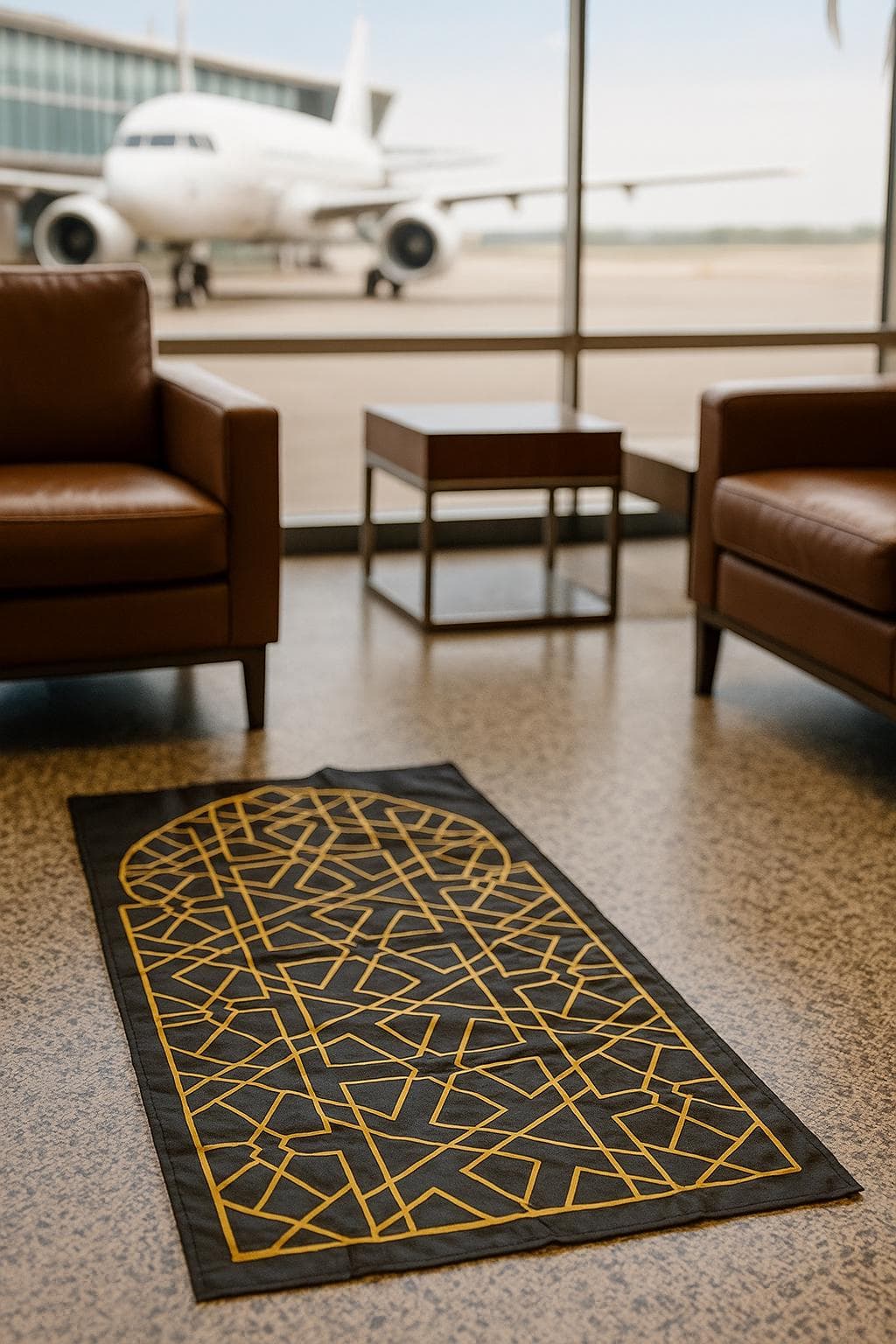 Luxury Travel Prayer Mat |  Black & Gold Ja Namaz  Waterproof Pocket Salah Mat in Box - Hajj Umrah Gifting Foldable Sejadah Weighted Corners - image 3