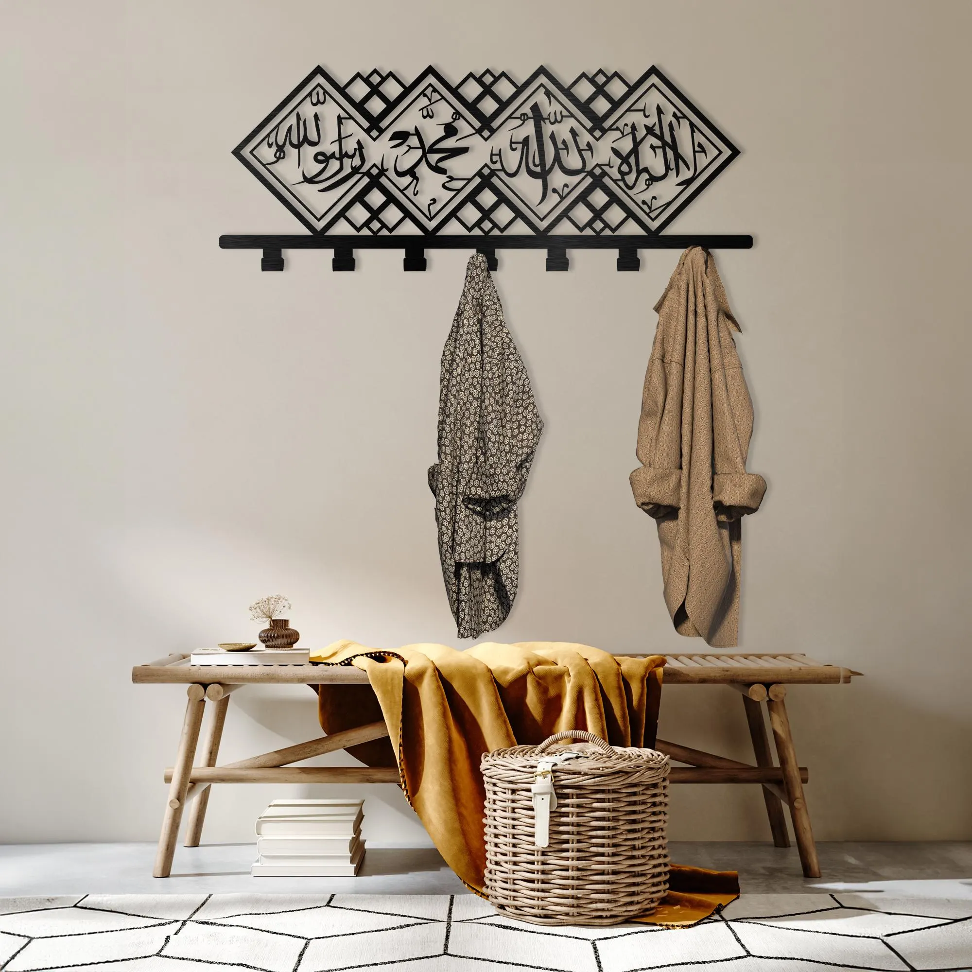 Kalimat al Tawhid Metal Coat Rack: Islamic Wall Art Decor - image 3