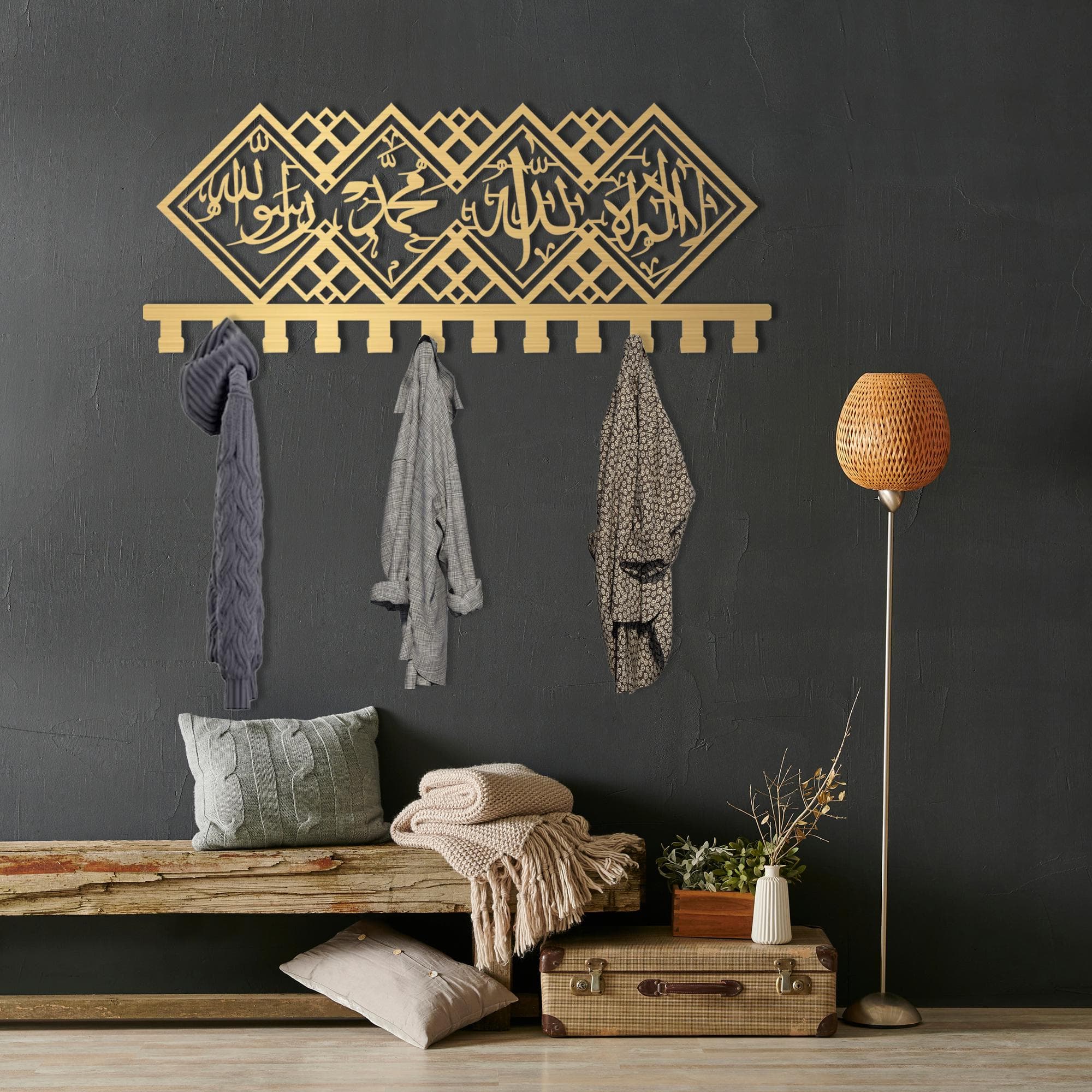 Kalimat al Tawhid Metal Coat Rack: Islamic Wall Art Decor - image 4