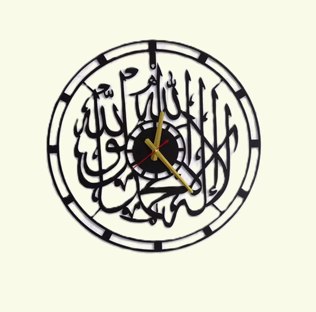 Islamic Wall Clock: Arabic Calligraphy Allah Metal Clock Muslim Home Decor Gift - image 3