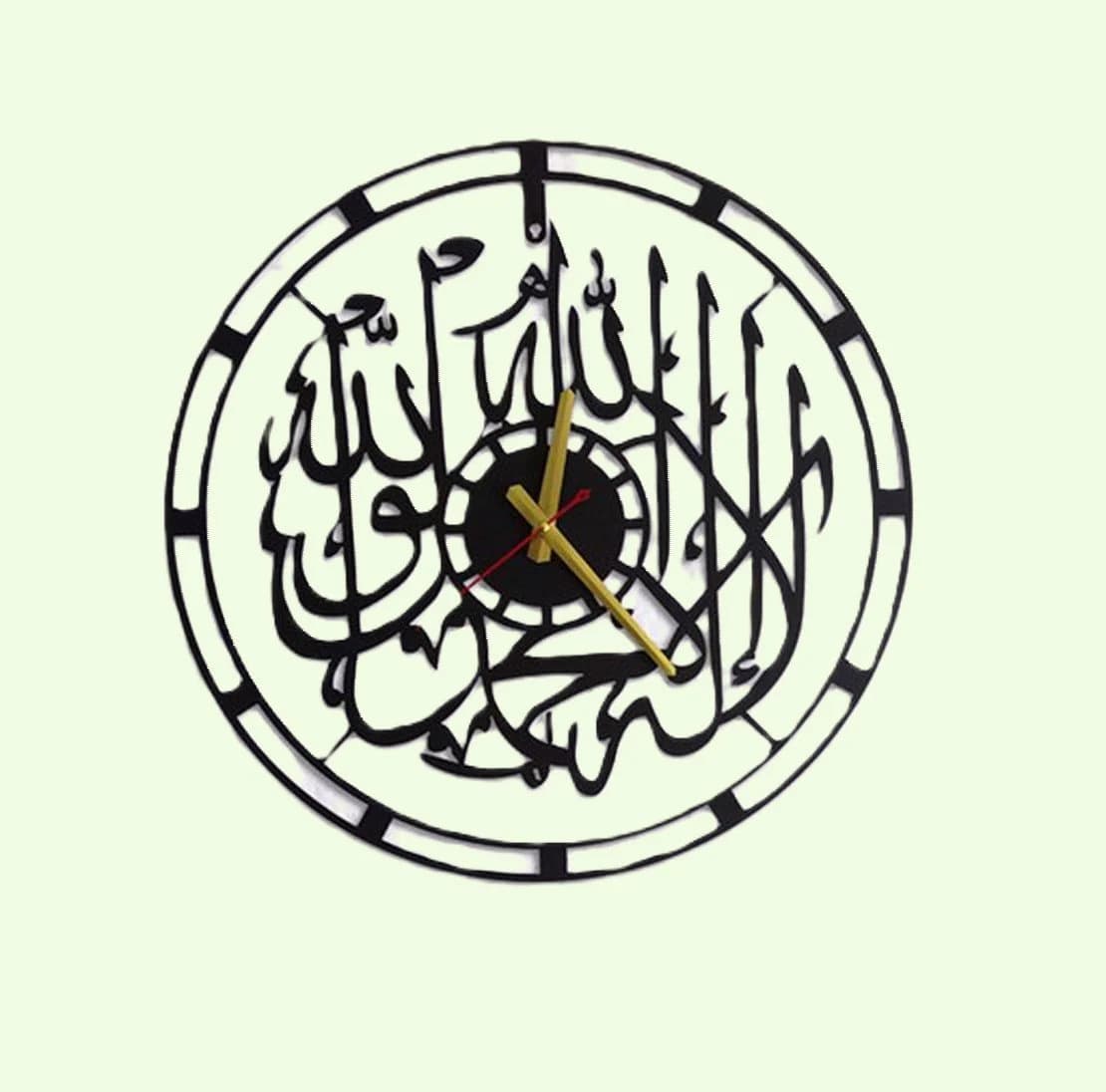 Islamic Wall Clock: Arabic Calligraphy Allah Metal Clock Muslim Home Decor Gift - image 2