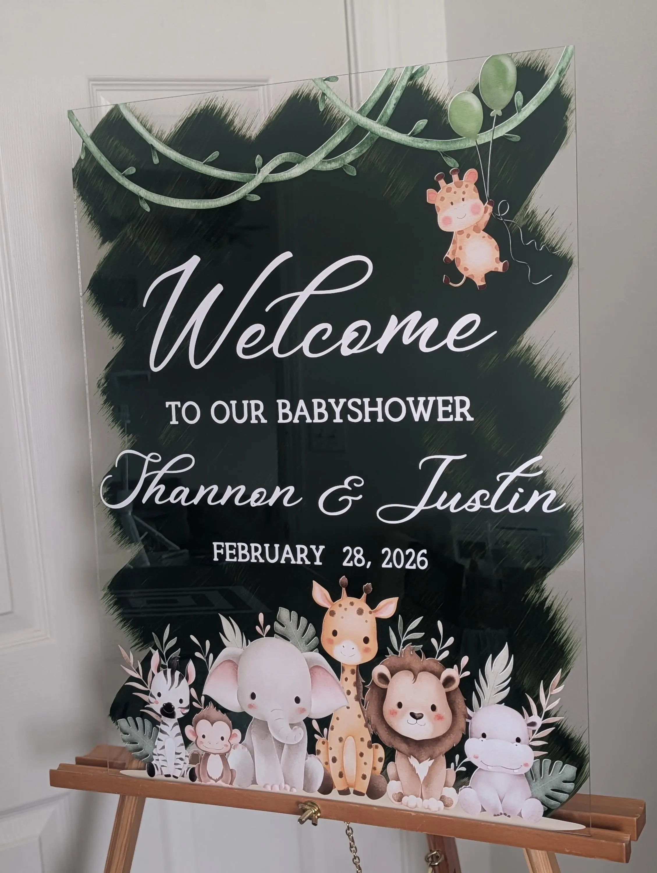 Personalized Safari Baby Shower Welcome Acrylic Sign - image 3