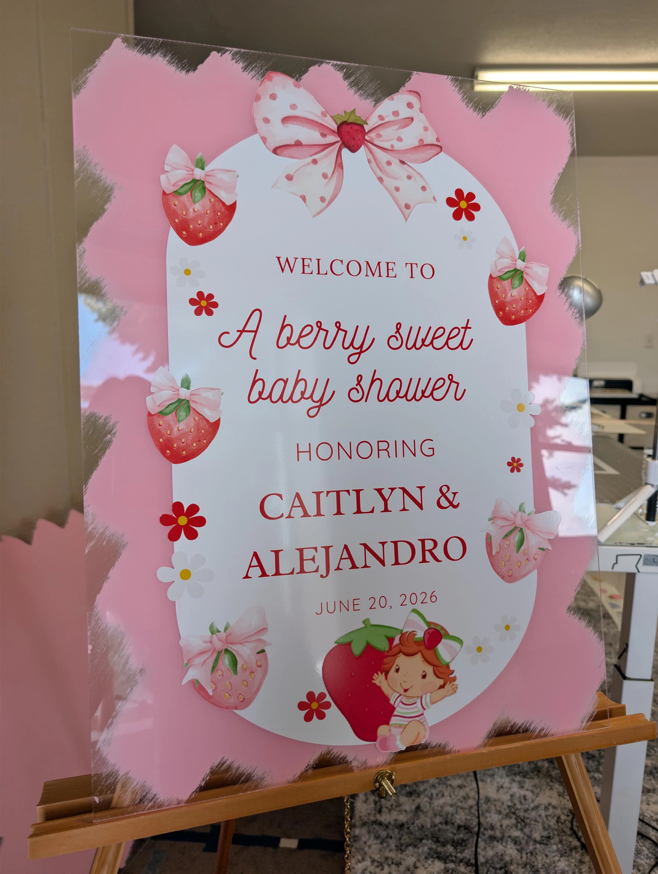 A Berry Sweet Baby Shower Welcome Sign: Personalized Acrylic Decor for stray Baby Shower - image 4