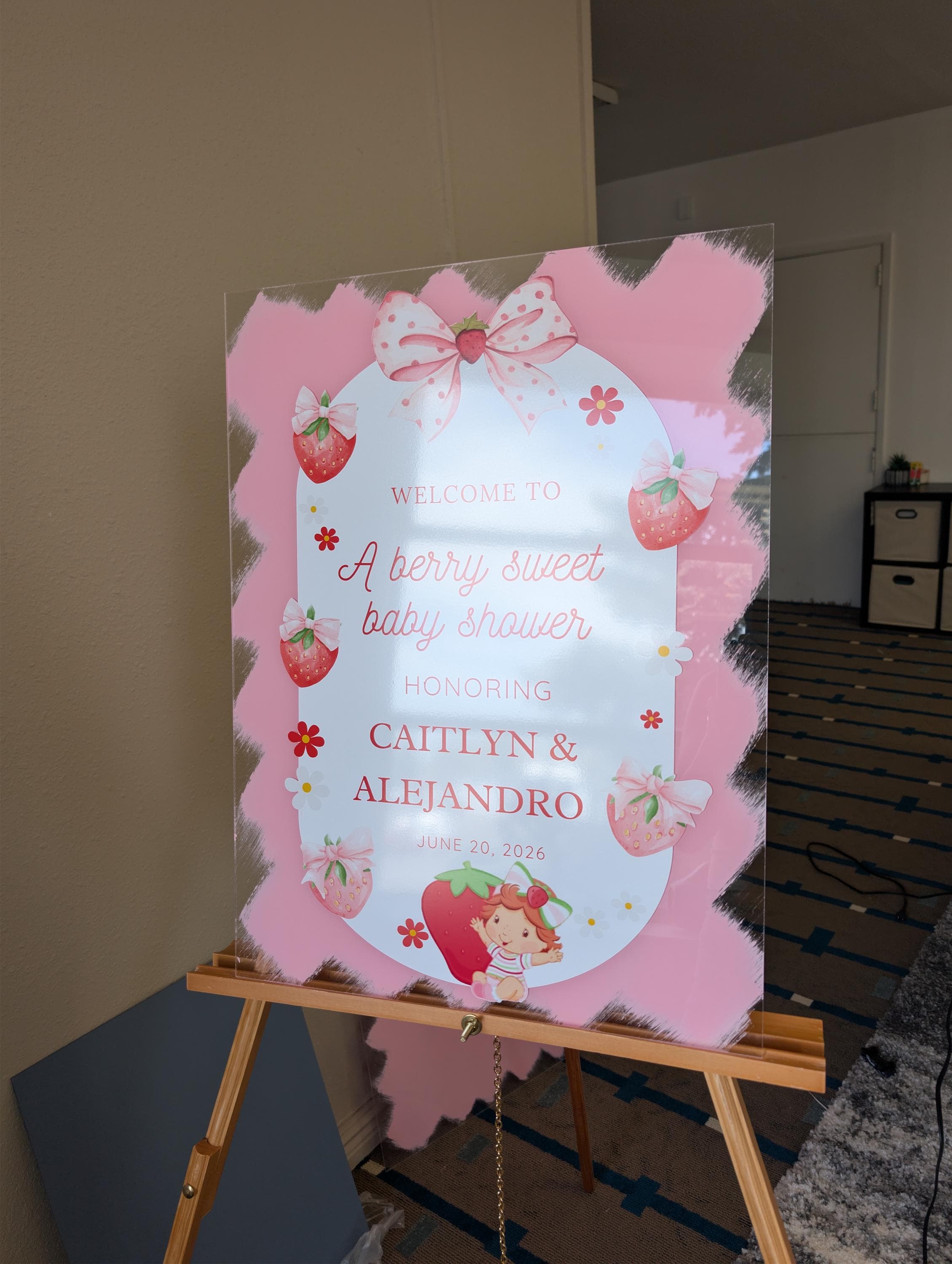 A Berry Sweet Baby Shower Welcome Sign: Personalized Acrylic Decor for stray Baby Shower - image 3