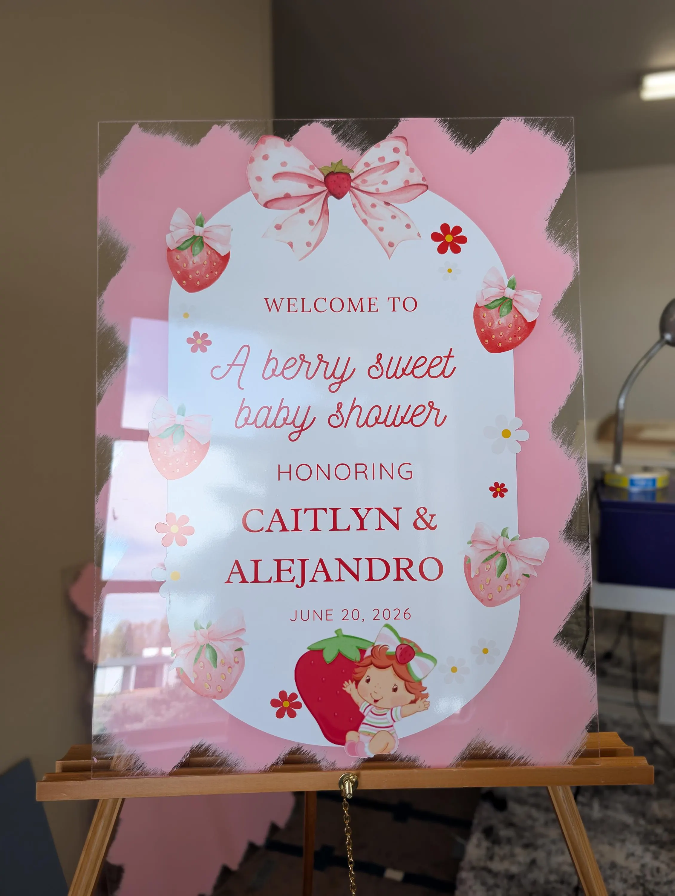 A Berry Sweet Baby Shower Welcome Sign: Personalized Acrylic Decor for stray Baby Shower