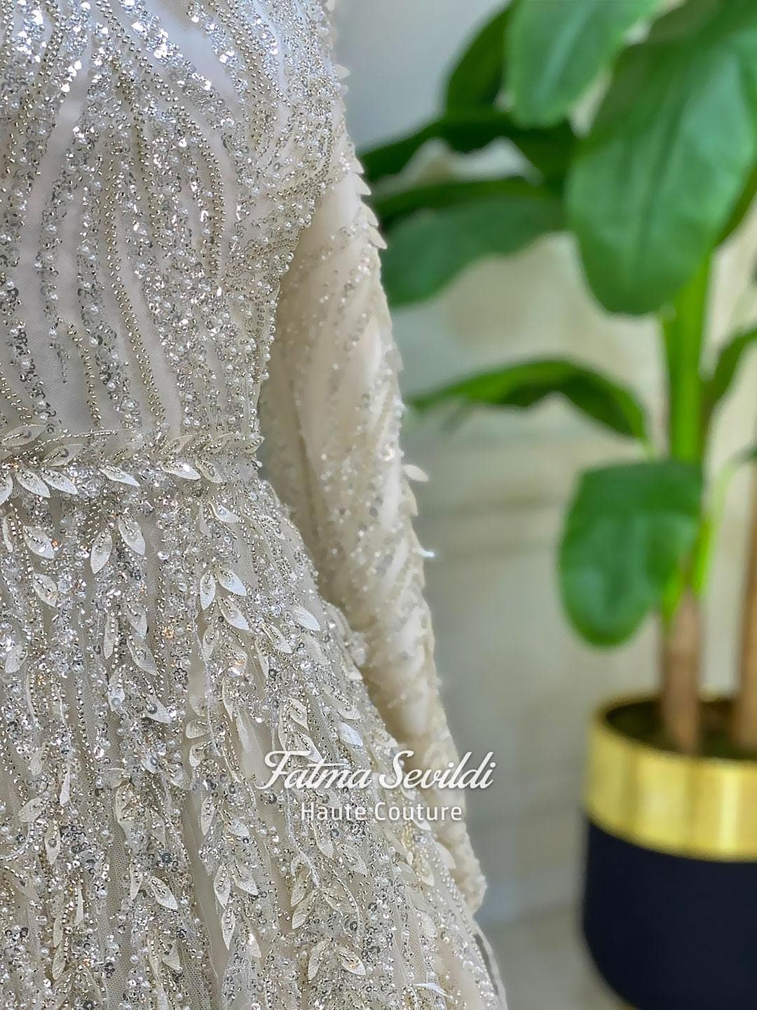 Luxury Hijab Wedding Dress, Veiled Beaded A-Line High Neck Long Sleeve Gown, Islamic Bridal - image 4