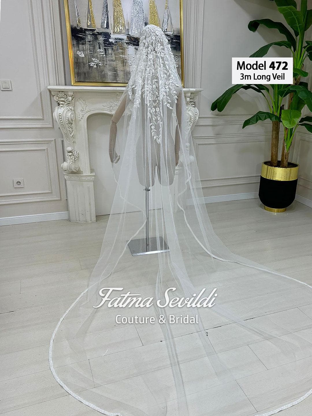 Beaded lace cathedral wedding veil with mantilla edge on soft premium tulle, hand-sewn appliqué for a couture finish. Hijab-friendly option available with optional hijab set.
