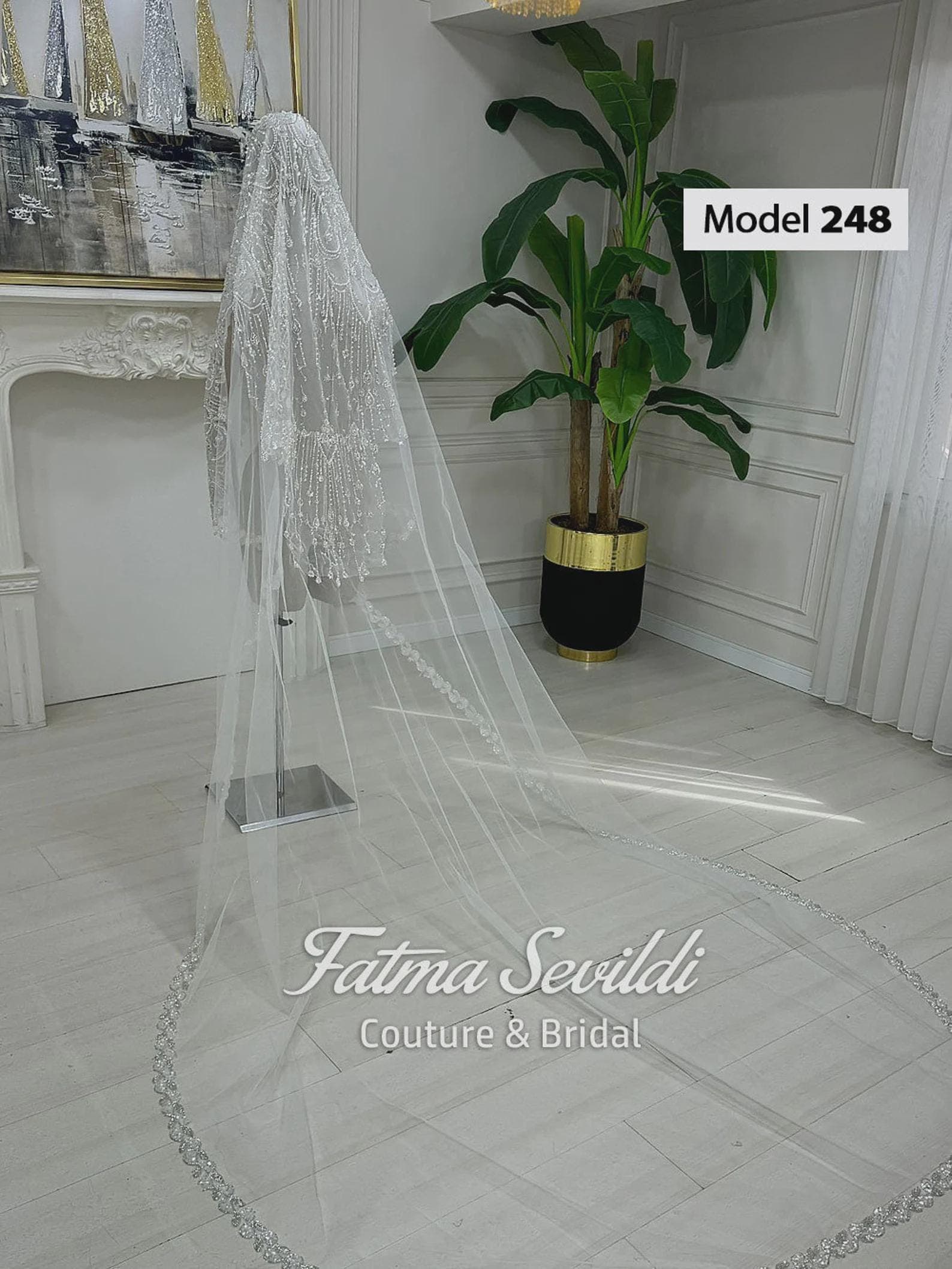 Lace edge cathedral wedding veil with hand-sewn beaded lace mantilla frame on soft premium tulle. Hijab-friendly option with optional hijab head set.