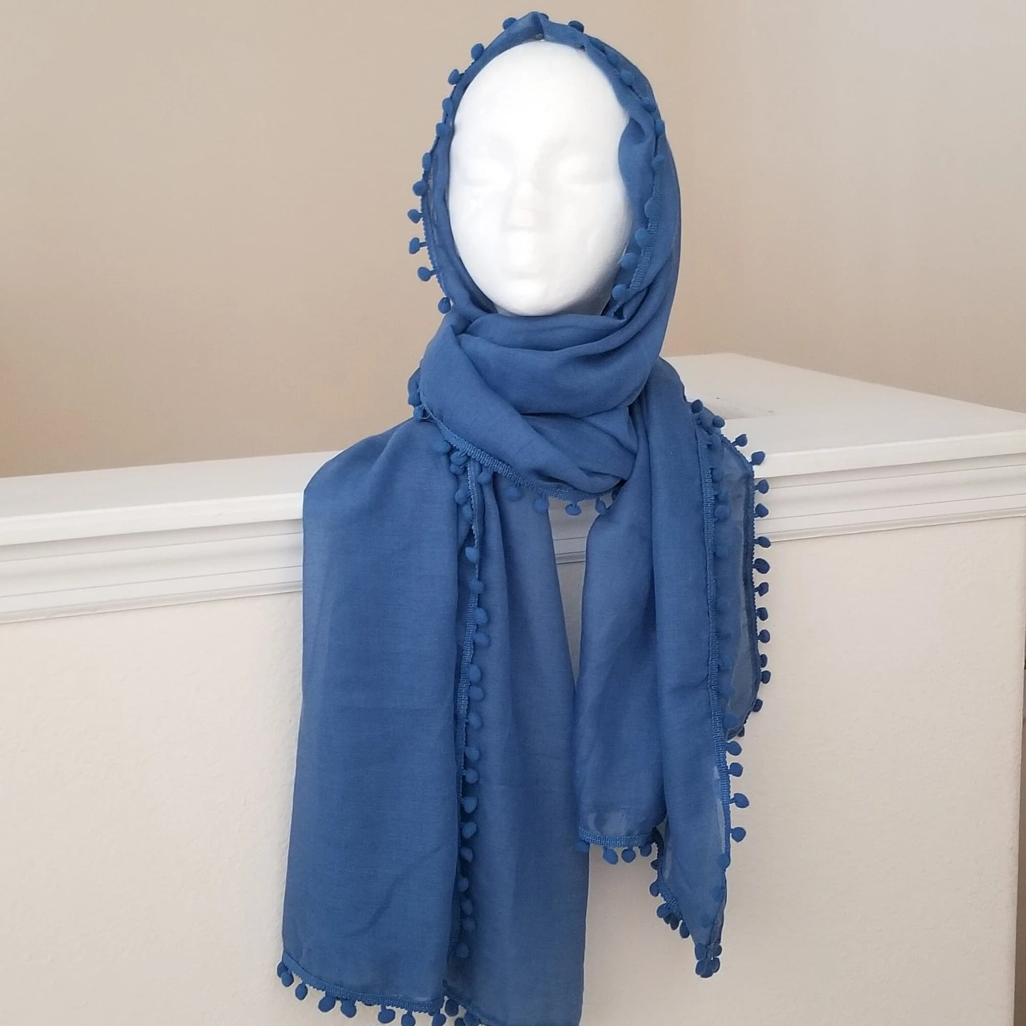 Cotton Viscose Pompom Hijab Wrap shawl Head scarf for women, pom pom hijab, plain solid hijab, fancy formal scarf, fall scarf, pompom hijab