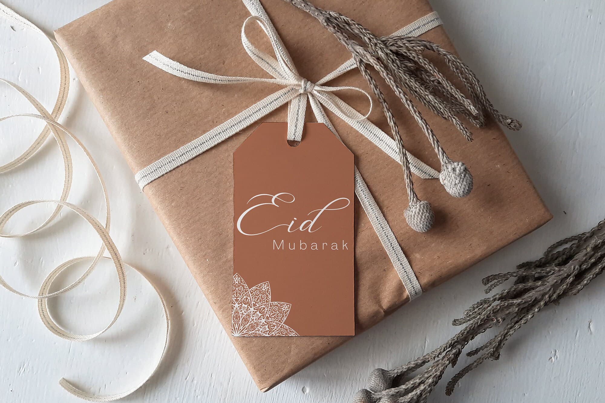 Printable Terracotta Eid Mubarak tags | Eid Gift Tags | Customizable Eid Label | Ramadan Tag | Islamic design Tag  English Eid greeting Tag - image 3
