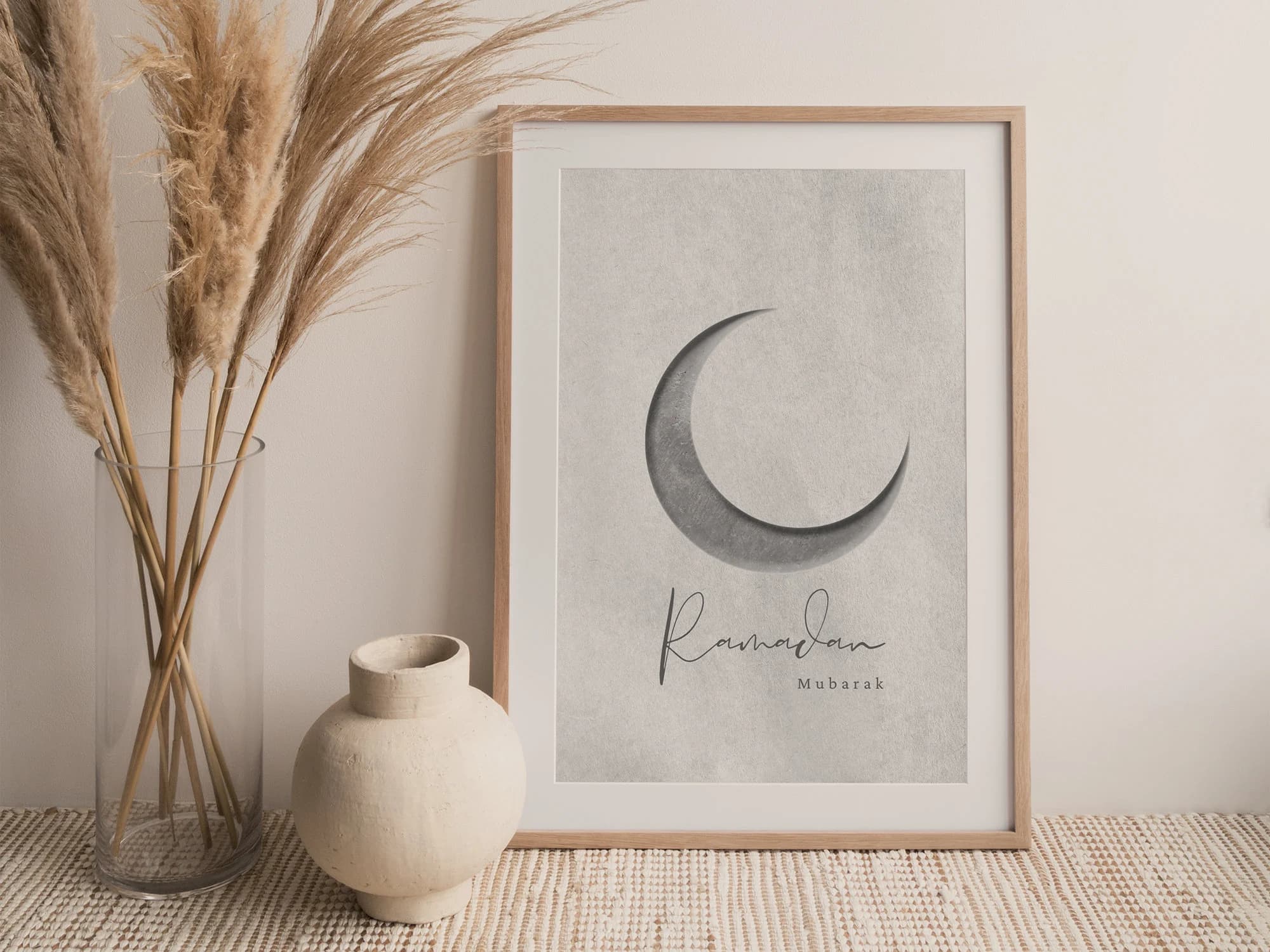 Printable Ramadan Mubarak| Islamic Ramadan art | Moon Ramadan Poster | Crescent | Ramadan Calligraphy | Ramadan art | Ramadan Decoration - image 3