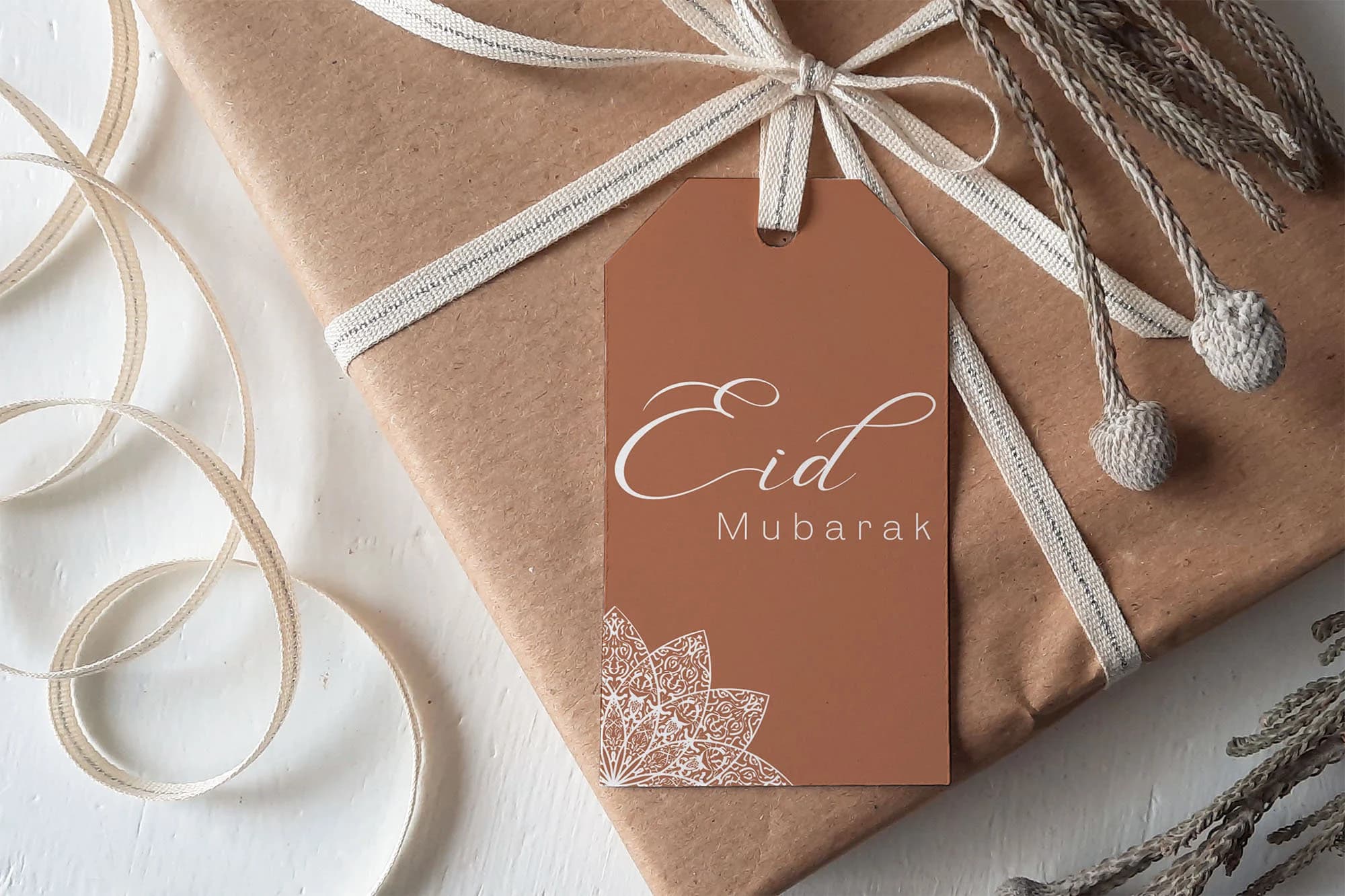 Printable Terracotta Eid Mubarak tags | Eid Gift Tags | Customizable Eid Label | Ramadan Tag | Islamic design Tag  English Eid greeting Tag